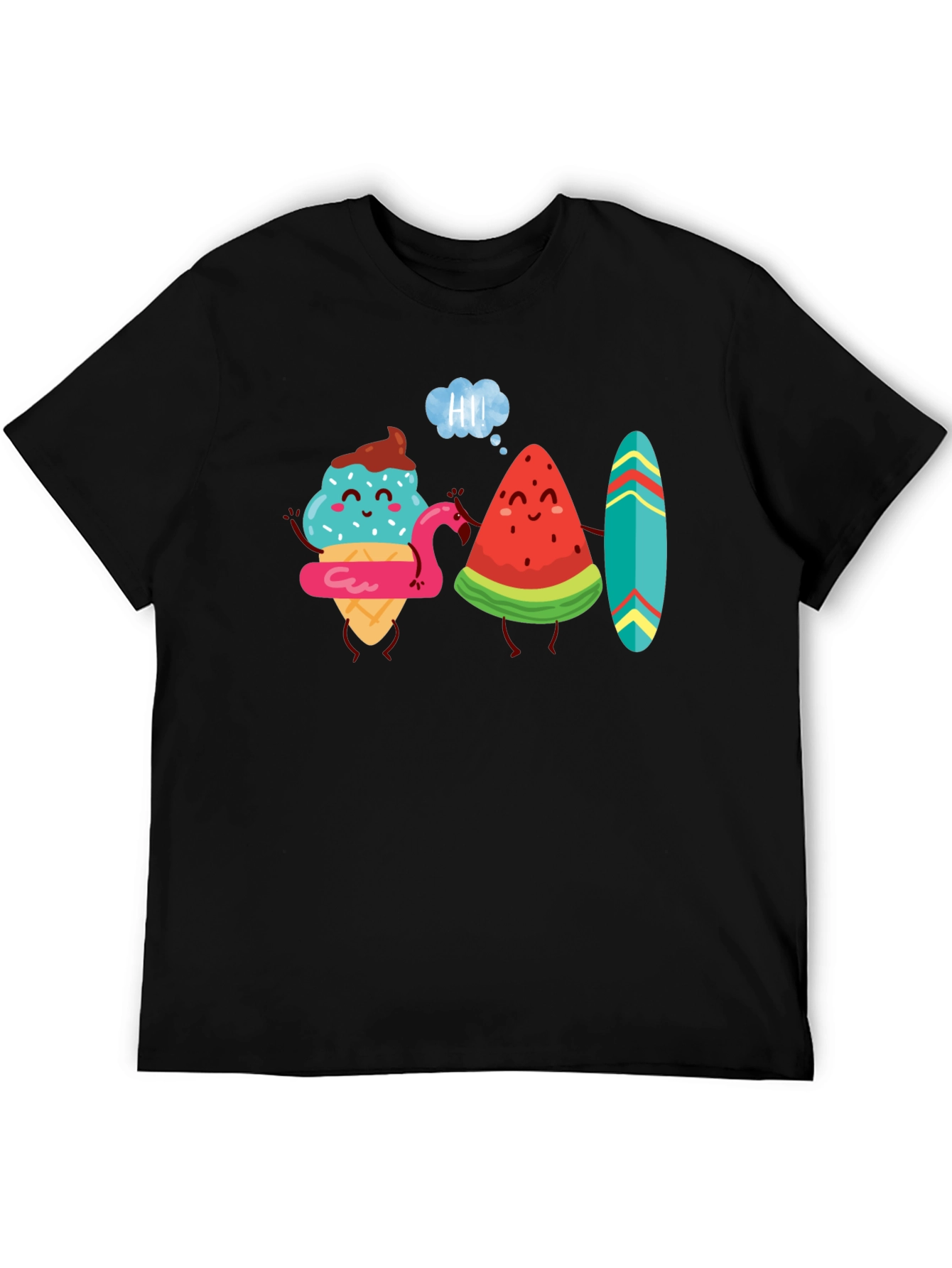 Cartoon Graphic Tee - Ice Cream & Watermelon Friends