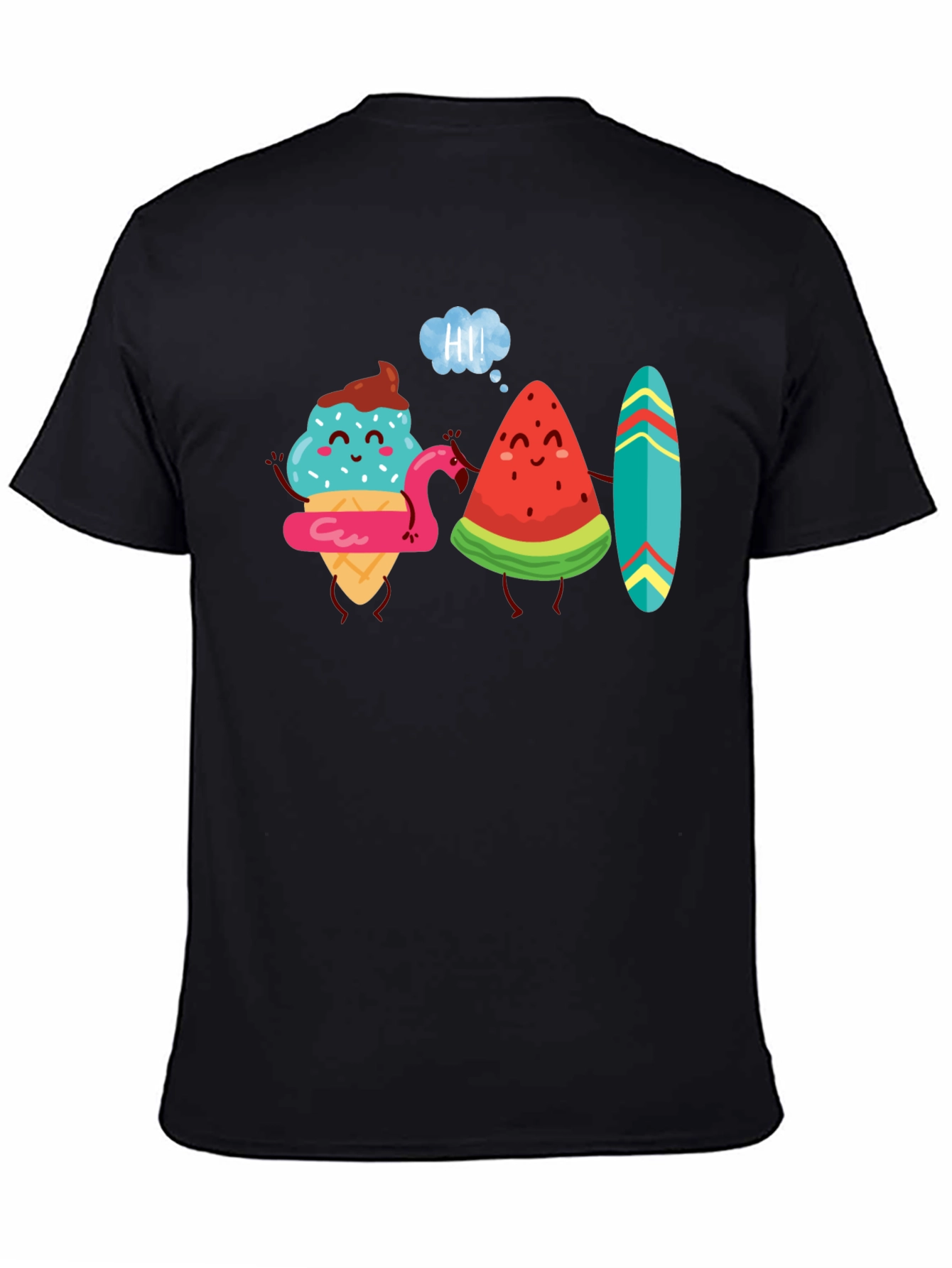 Cartoon Graphic Tee - Ice Cream & Watermelon Friends
