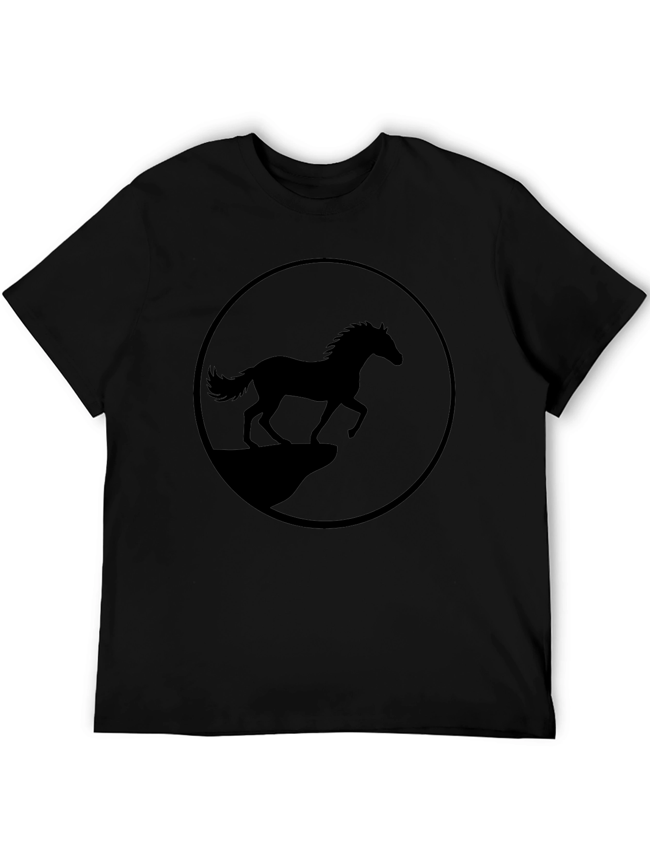 Black Horse Graphic Tee - Mens Casual Style
