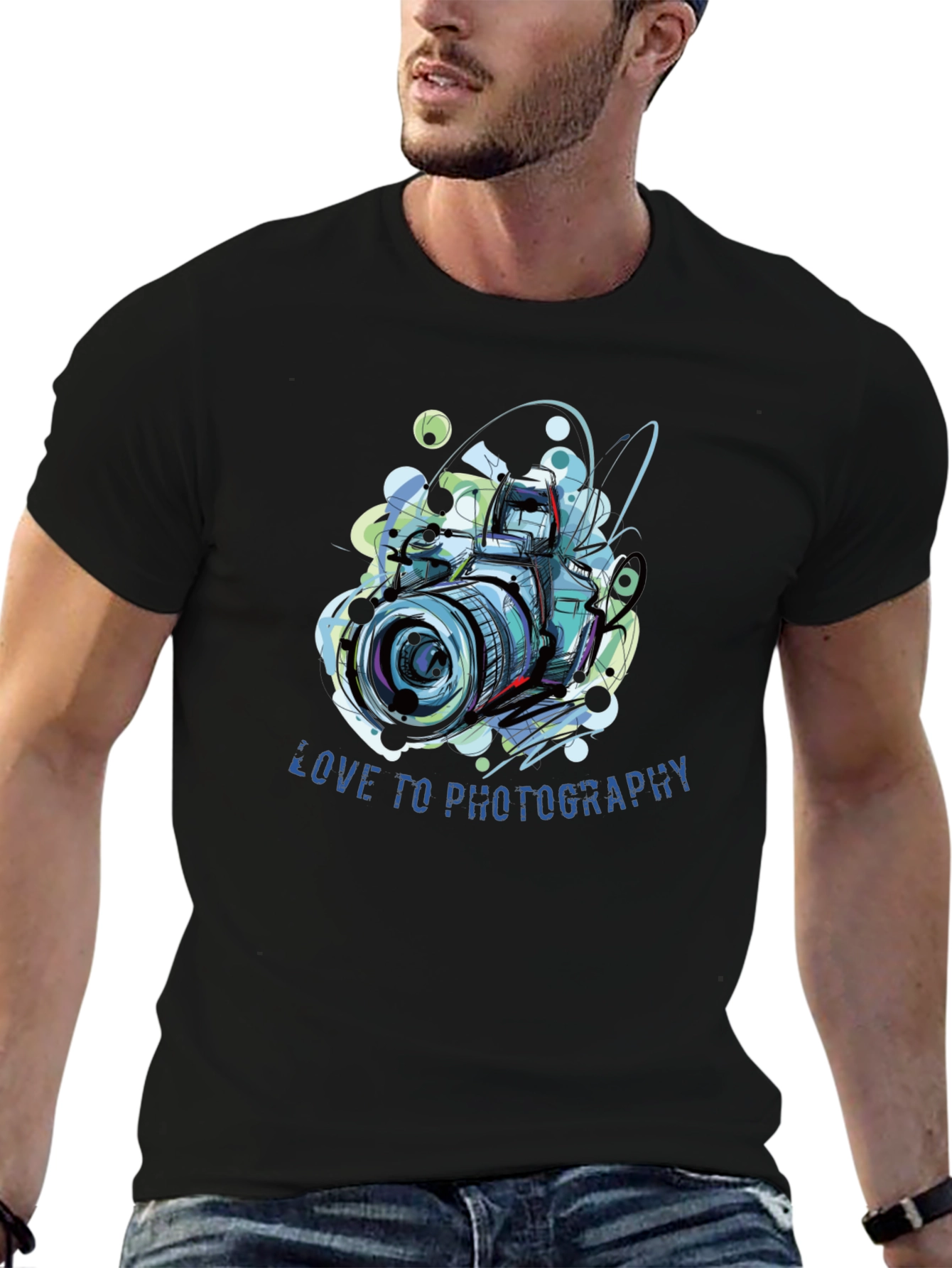 Love Photography Black T-Shirt for Men