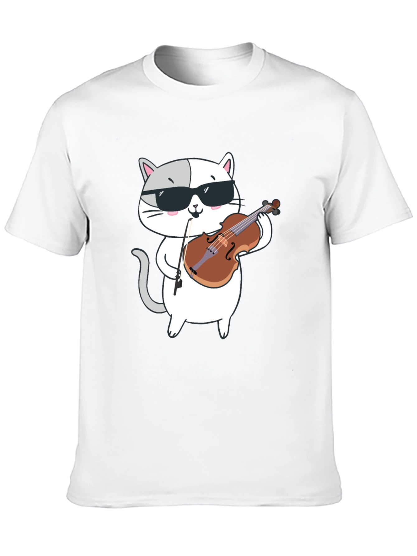 Cool Cat Violinist Graphic Tee - Black
