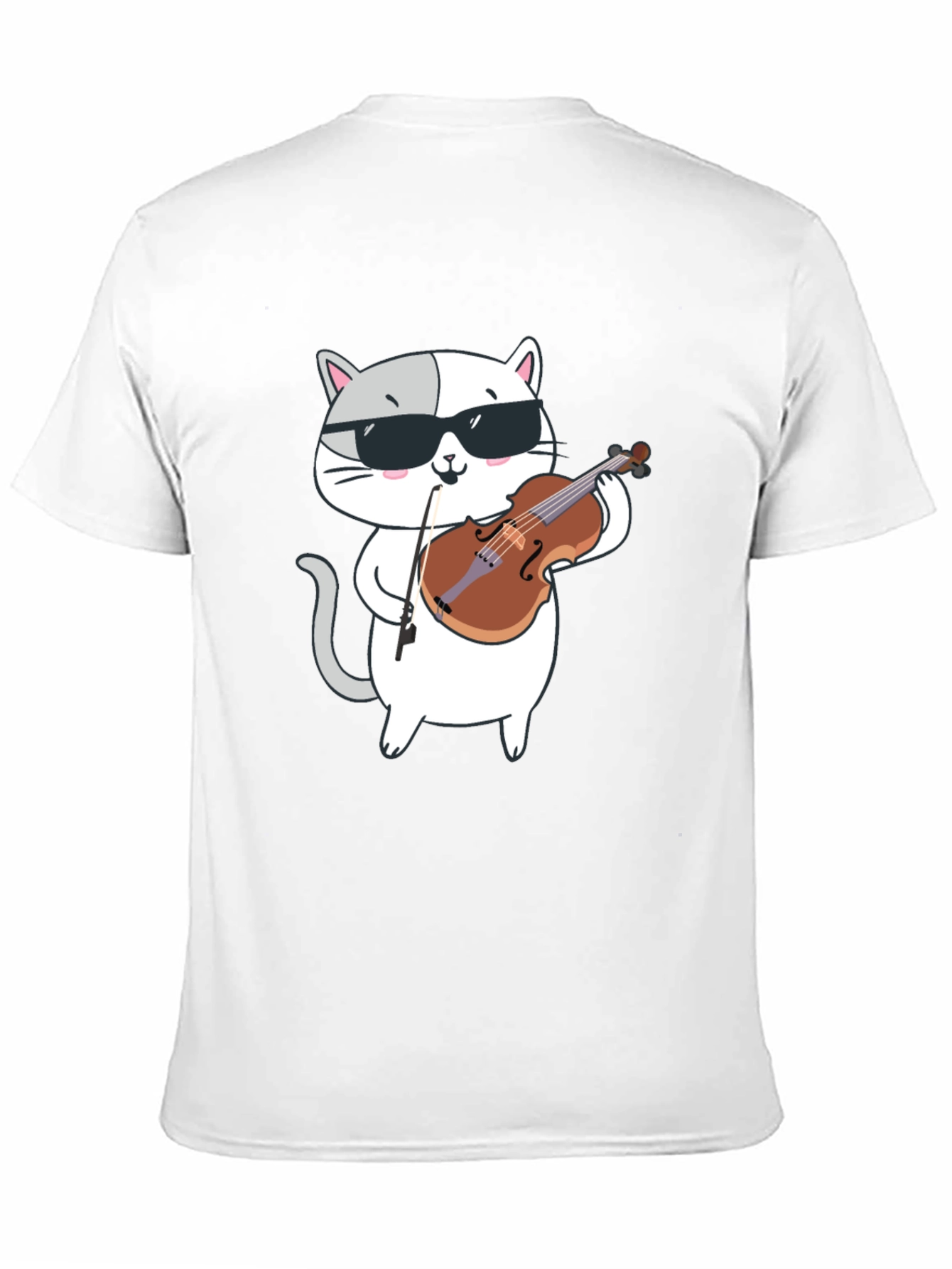 Cool Cat Violinist Graphic Tee - Black