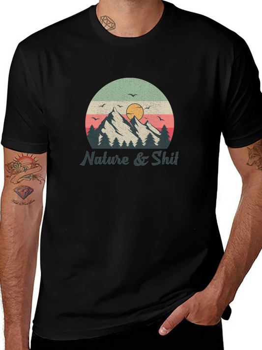 Nature & Shit Graphic T-Shirt - Mountain Sunset Design