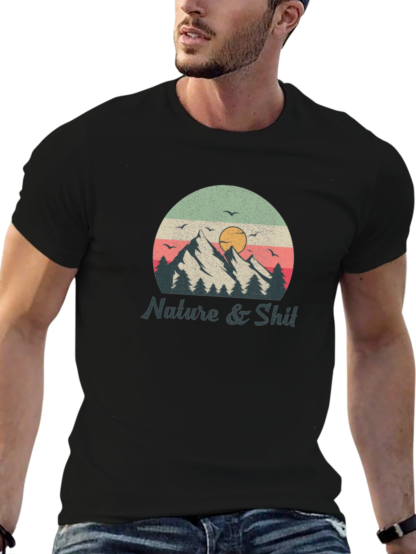 Nature & Shit Graphic T-Shirt - Mountain Sunset Design