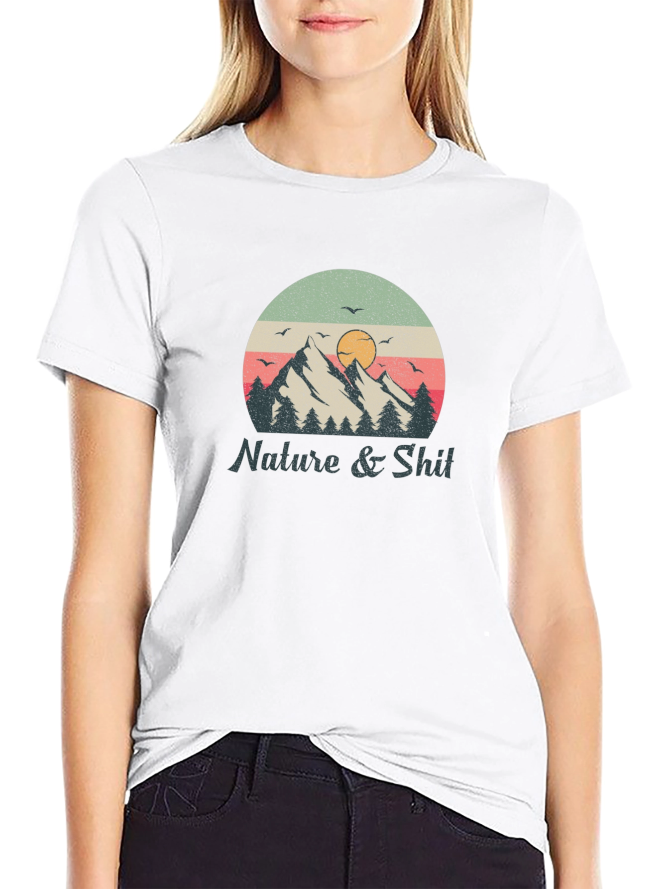 Nature & Shit Graphic T-Shirt - Mountain Sunset Design