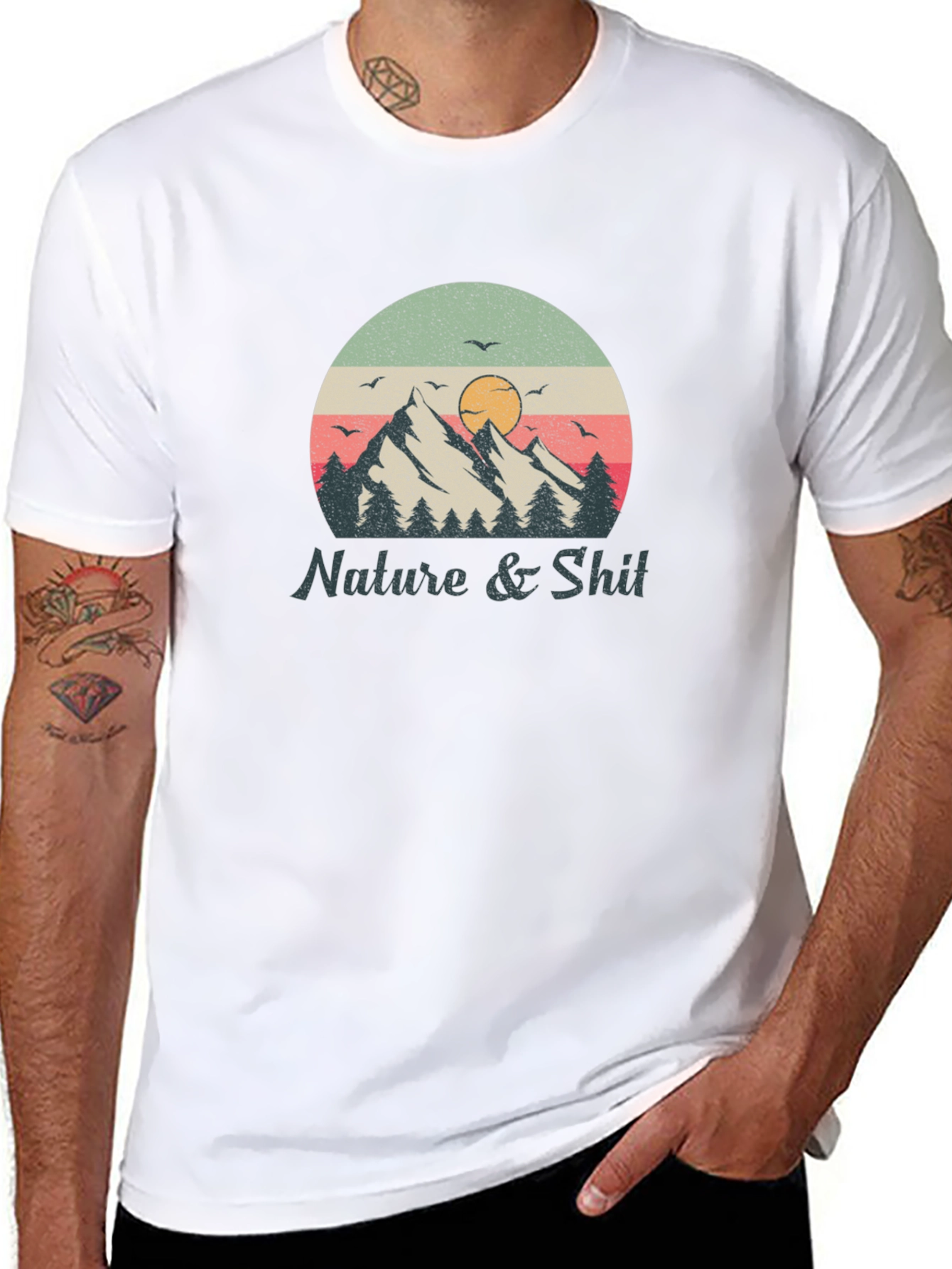 Nature & Shit Graphic T-Shirt - Mountain Sunset Design