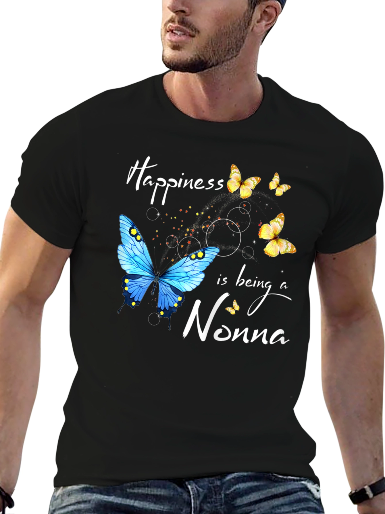 Happiness Nonna Butterfly Graphic T-Shirt