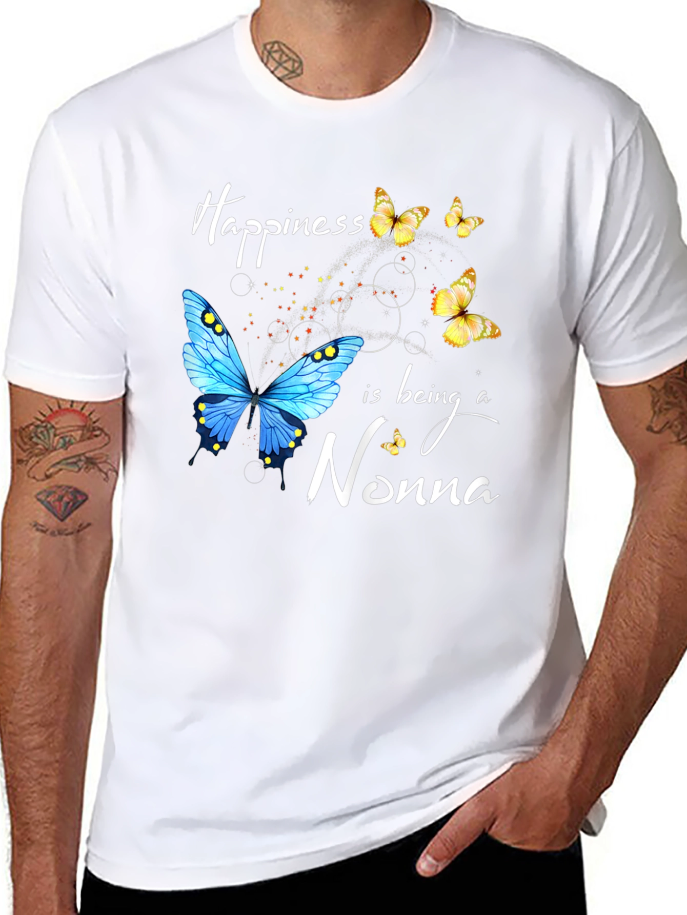 Happiness Nonna Butterfly Graphic T-Shirt