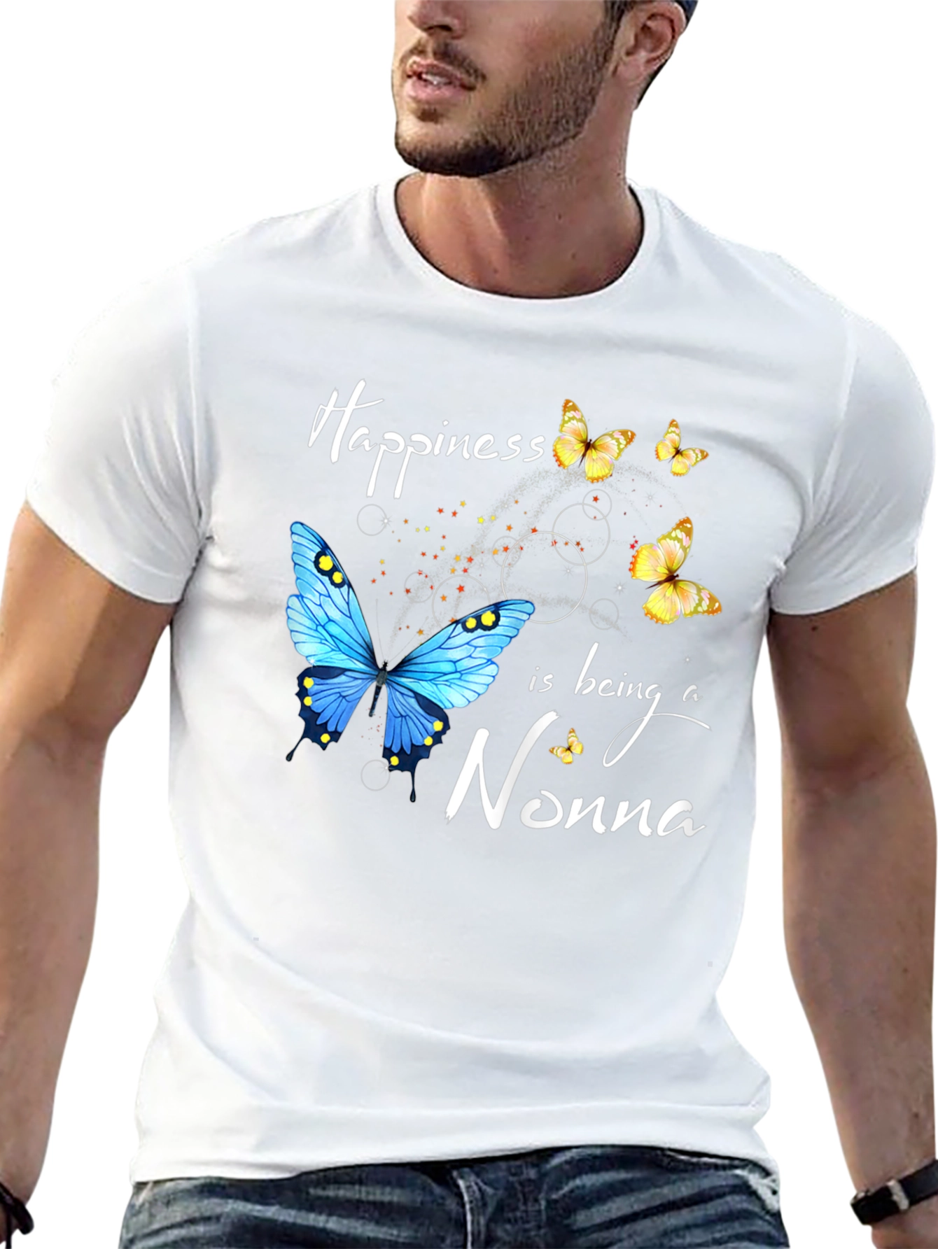 Happiness Nonna Butterfly Graphic T-Shirt