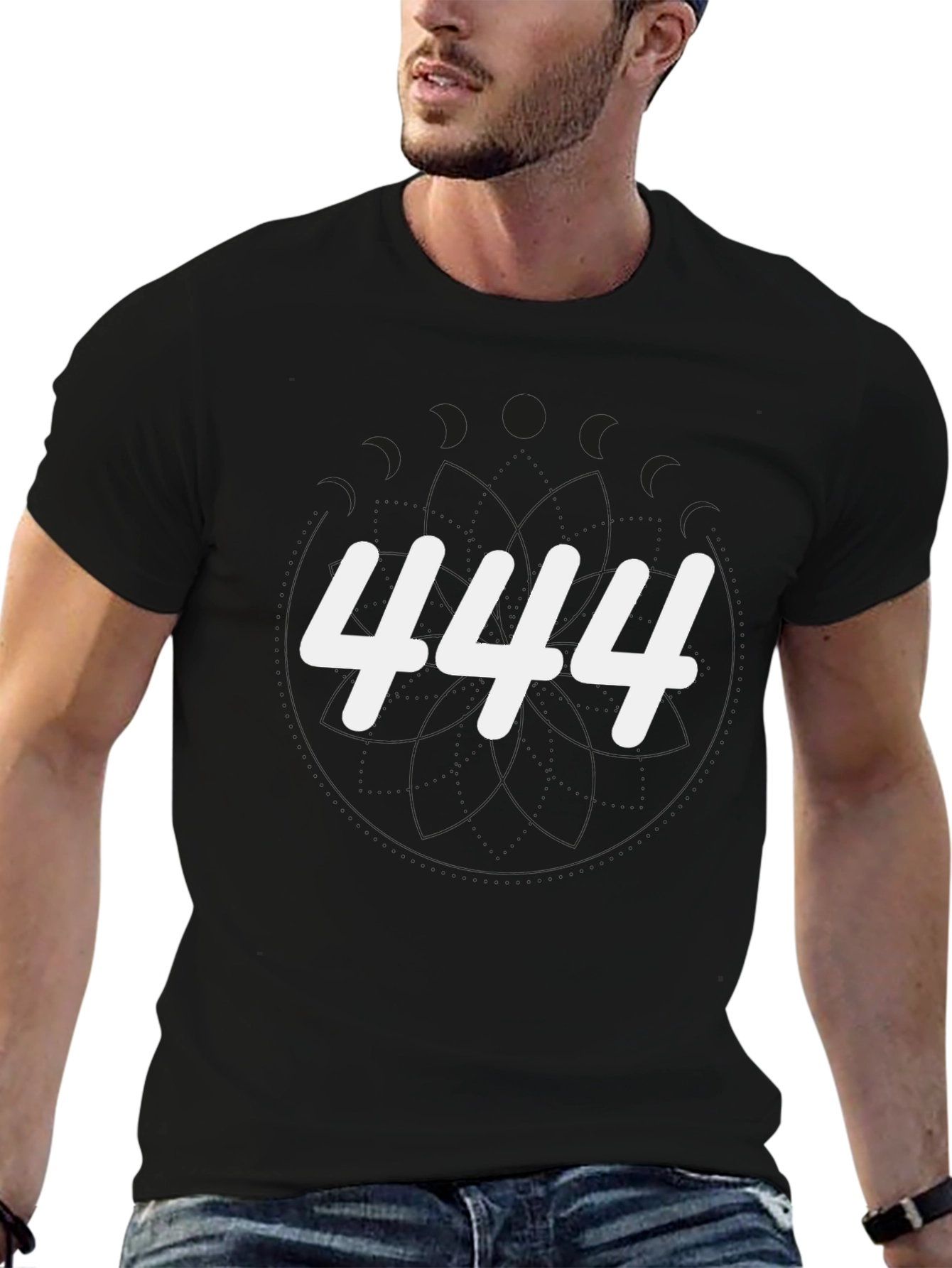 444 Graphic Print Black T-Shirt
