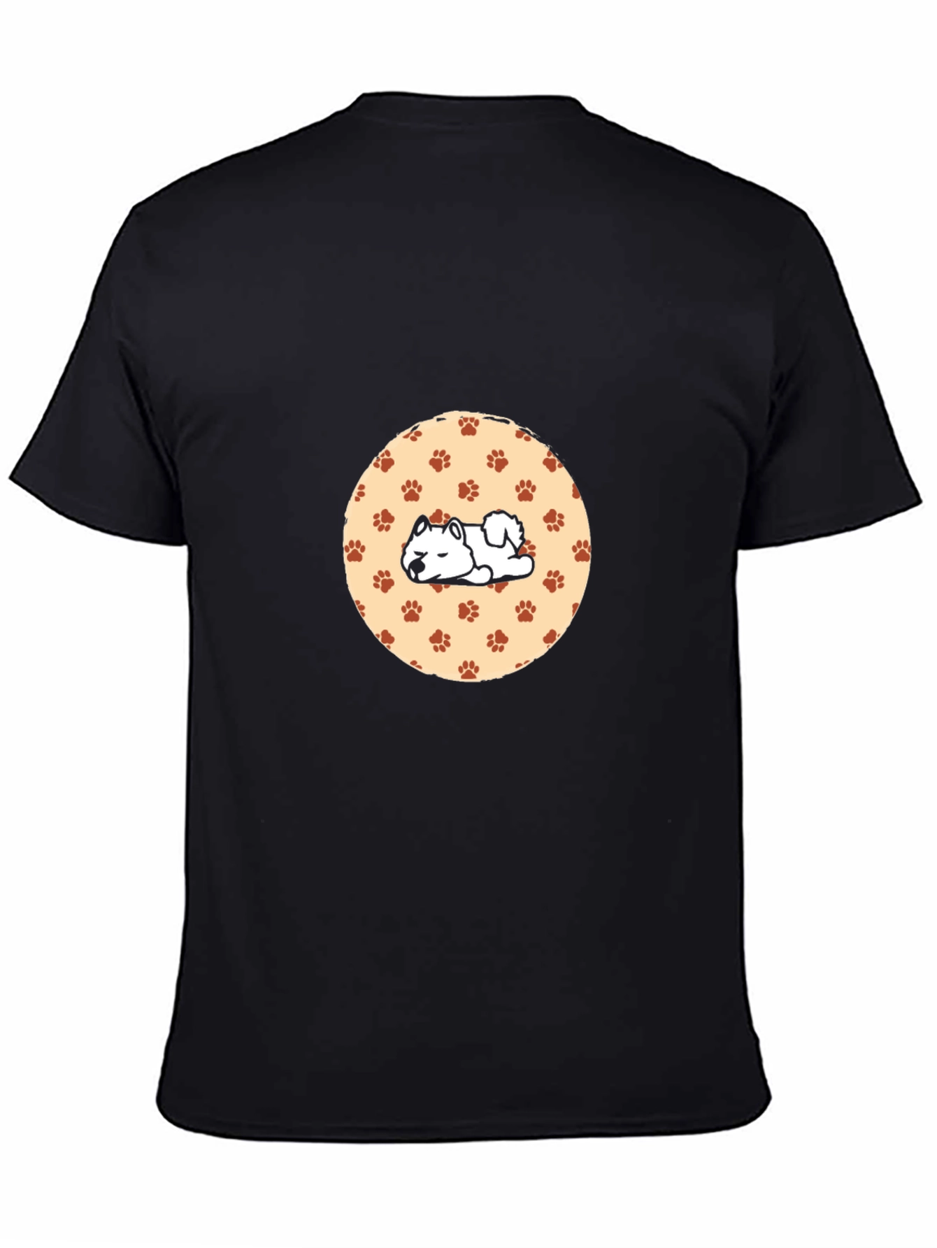 Cute Dog Paw Print Black T-Shirt
