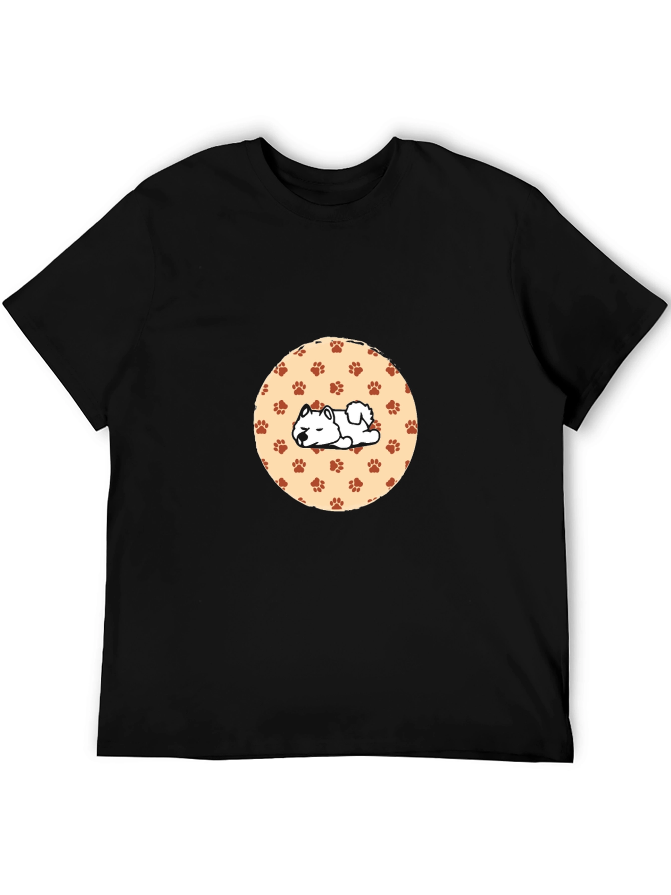 Cute Dog Paw Print Black T-Shirt