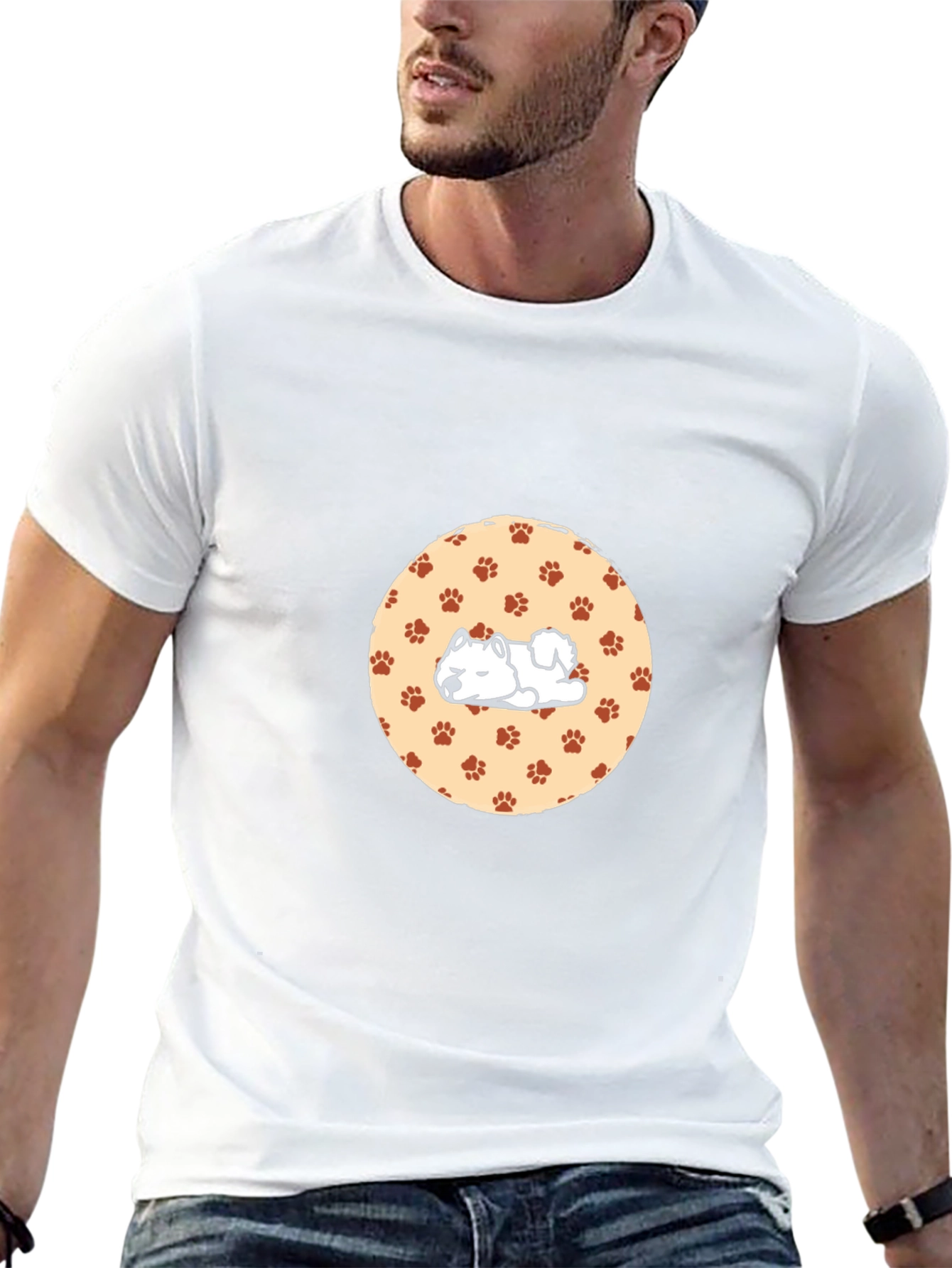 Cute Dog Paw Print Black T-Shirt