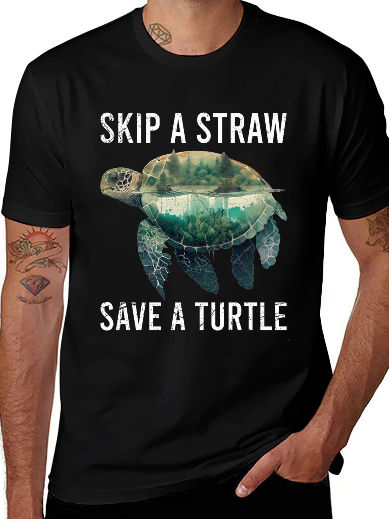 Skip A Straw Save A Turtle Graphic Tee