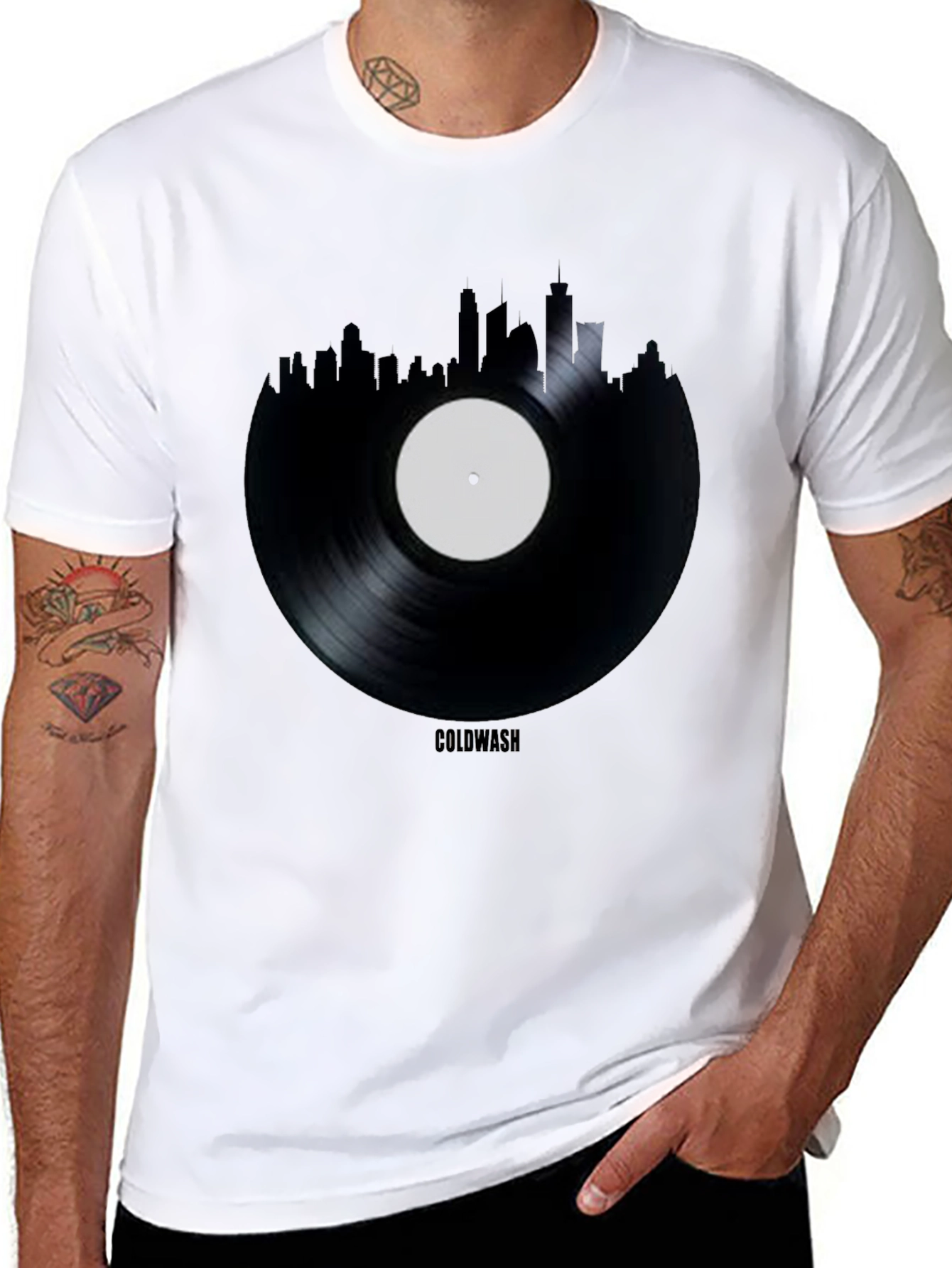 Coldwash Vinyl Record Skyline Graphic Tee