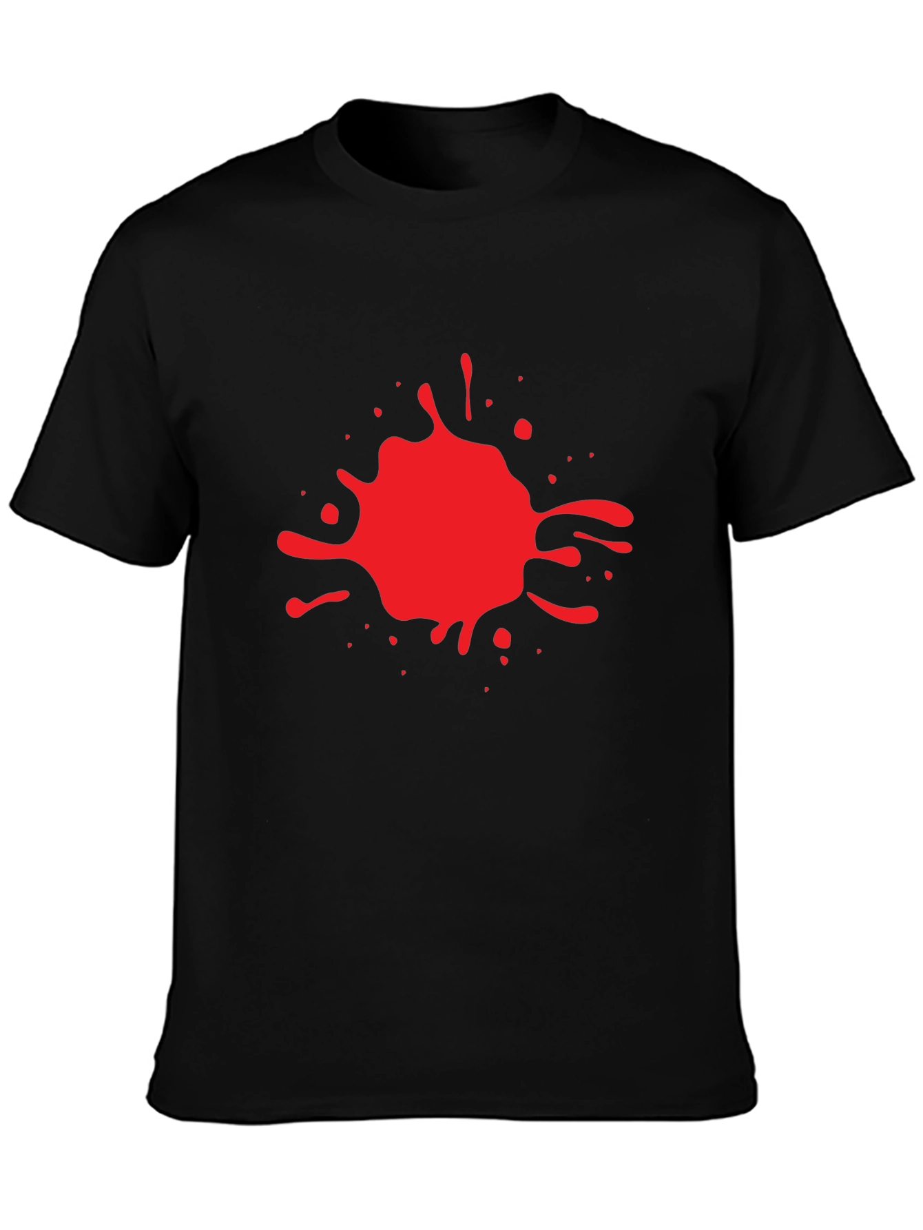 Red Splash Graphic Print Black T-Shirt