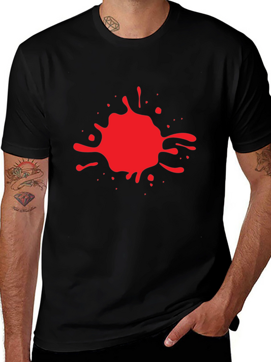Red Splash Graphic Print Black T-Shirt