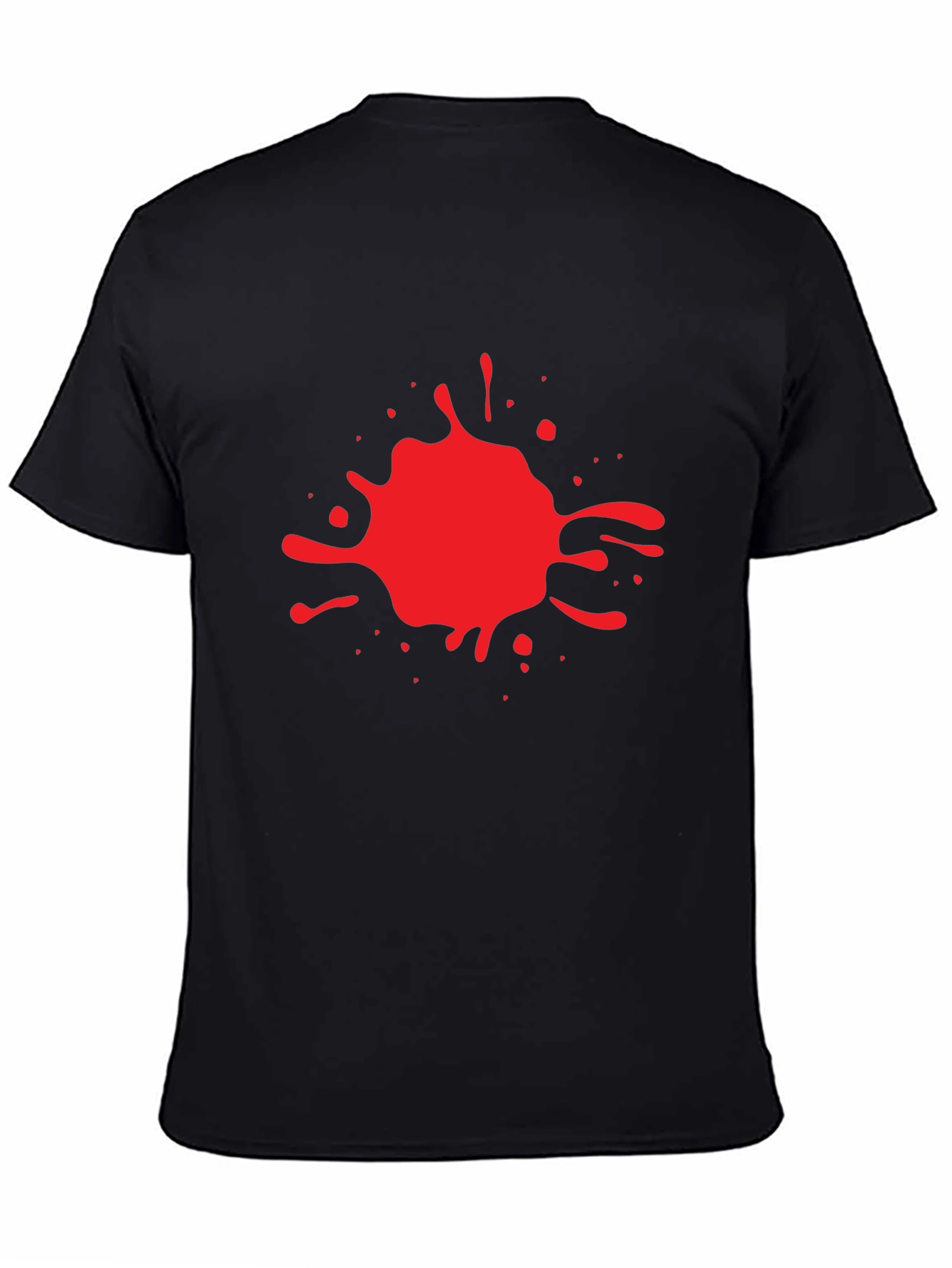 Red Splash Graphic Print Black T-Shirt