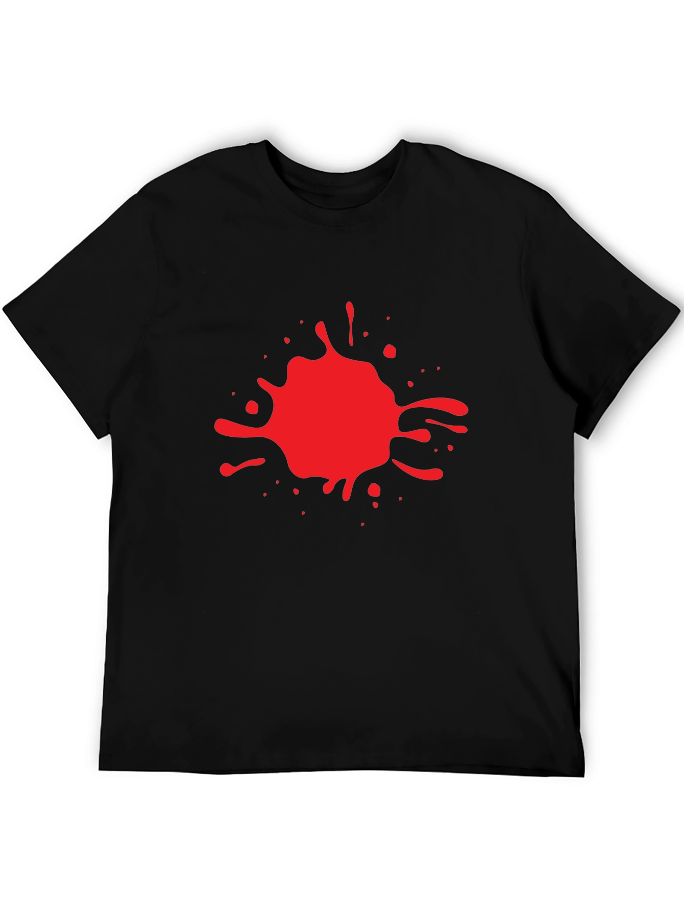 Red Splash Graphic Print Black T-Shirt