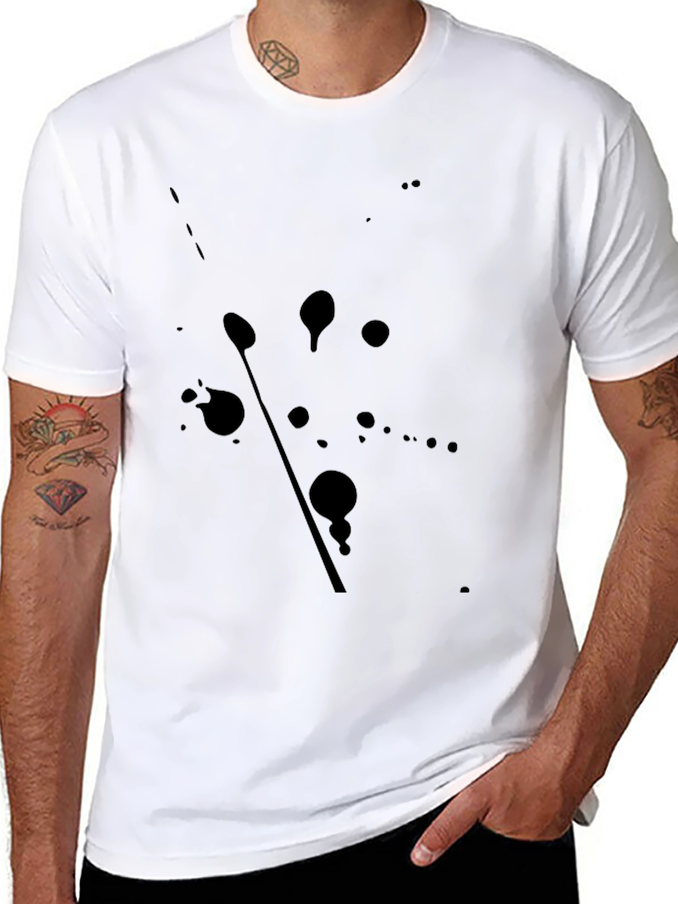 Modern Black Splatter Print T-Shirt - Casual Style