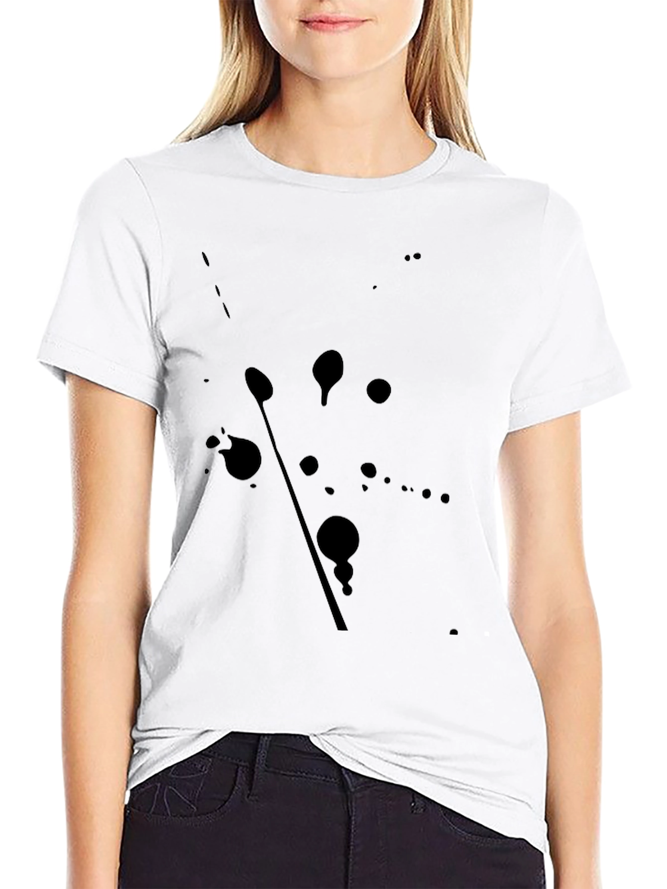 Modern Black Splatter Print T-Shirt - Casual Style