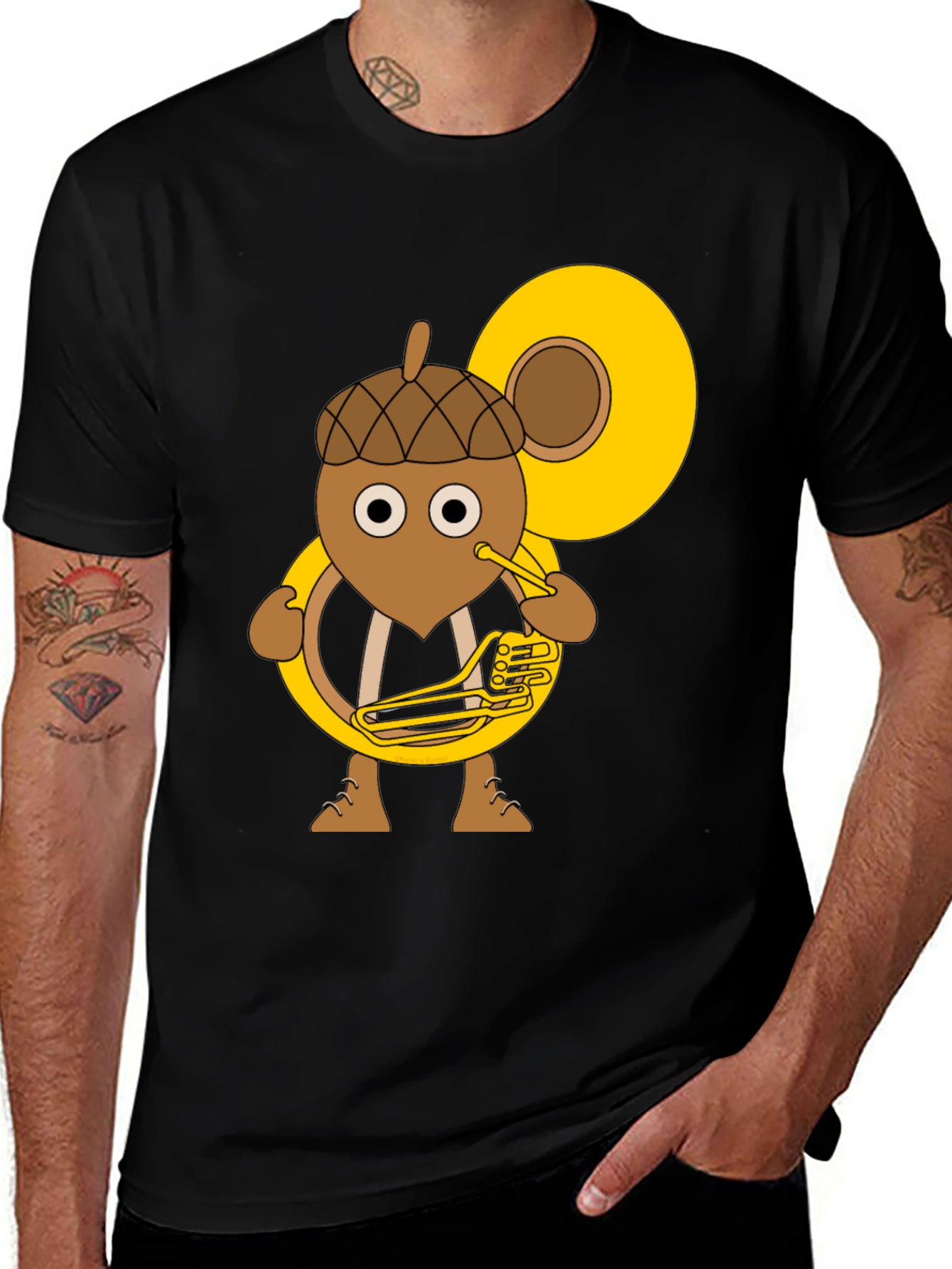 Acorn Tuba Player Black T-Shirt