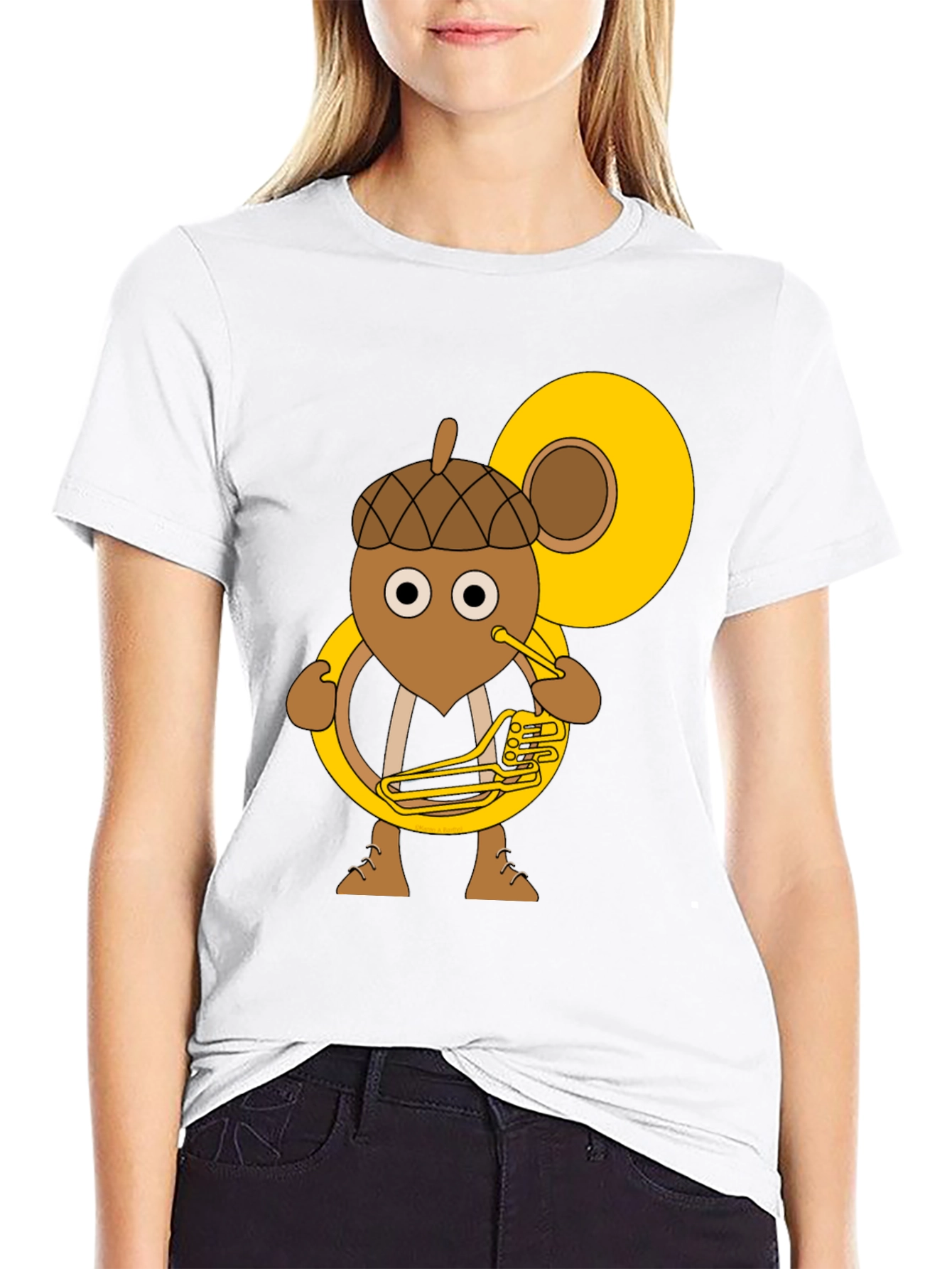 Acorn Tuba Player Black T-Shirt