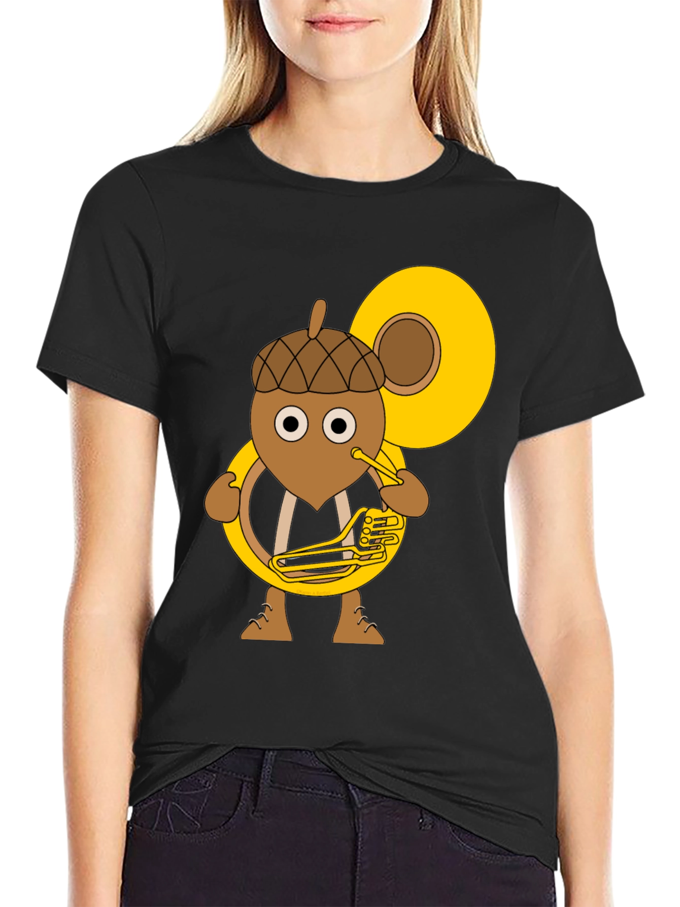 Acorn Tuba Player Black T-Shirt