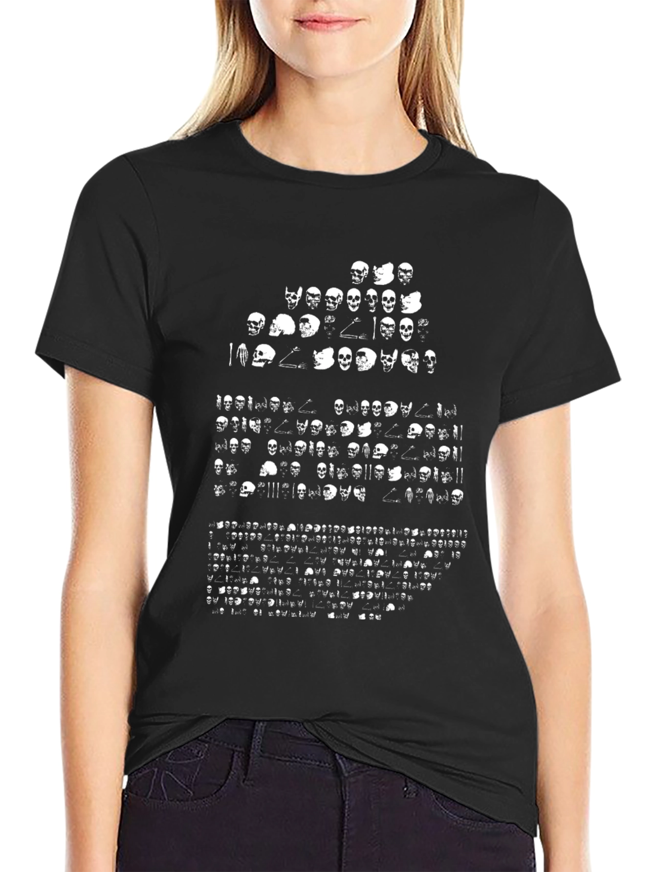 Skull Design Graphic Tee - Black Cotton Casual Shirt