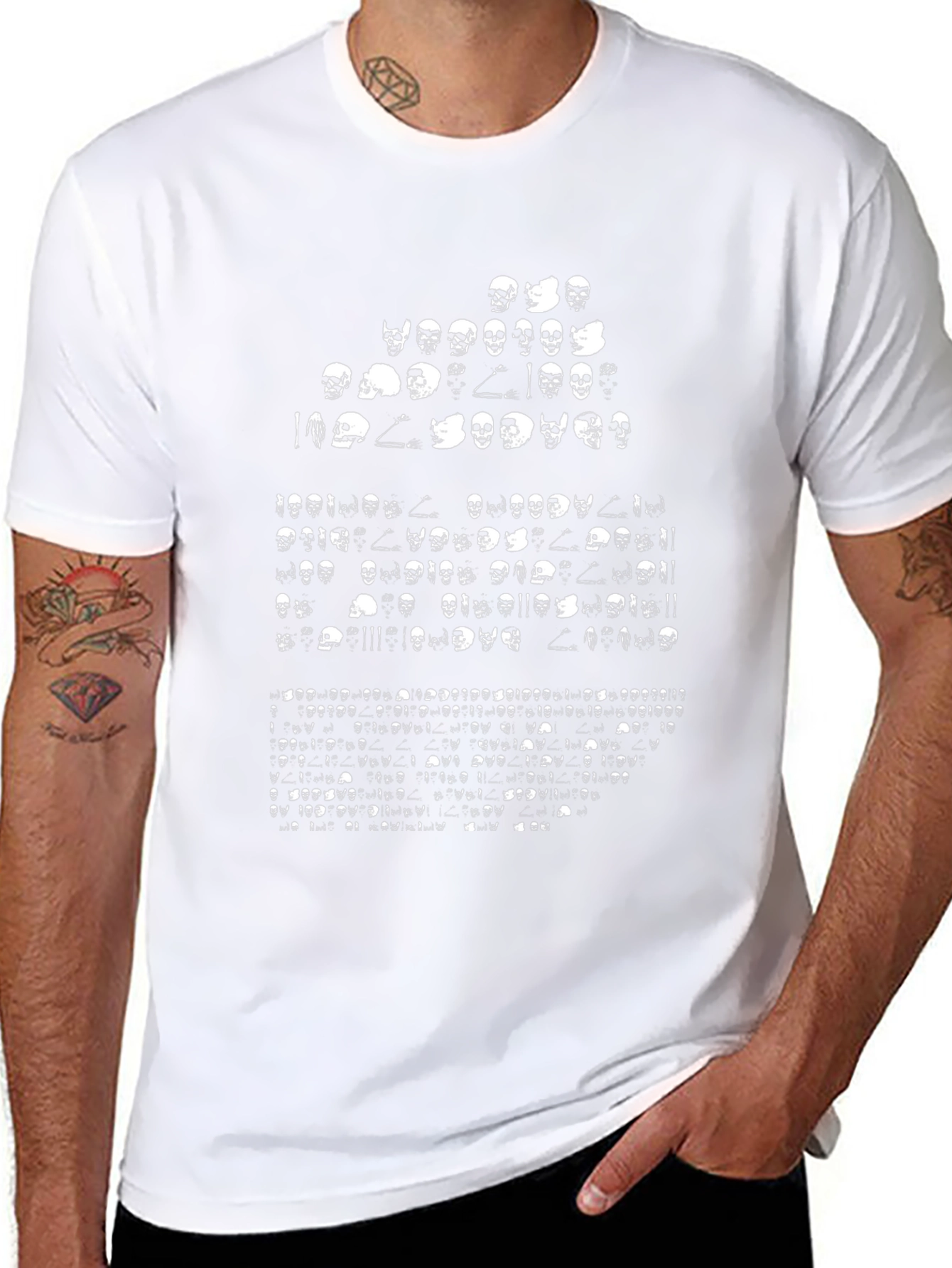 Skull Design Graphic Tee - Black Cotton Casual Shirt
