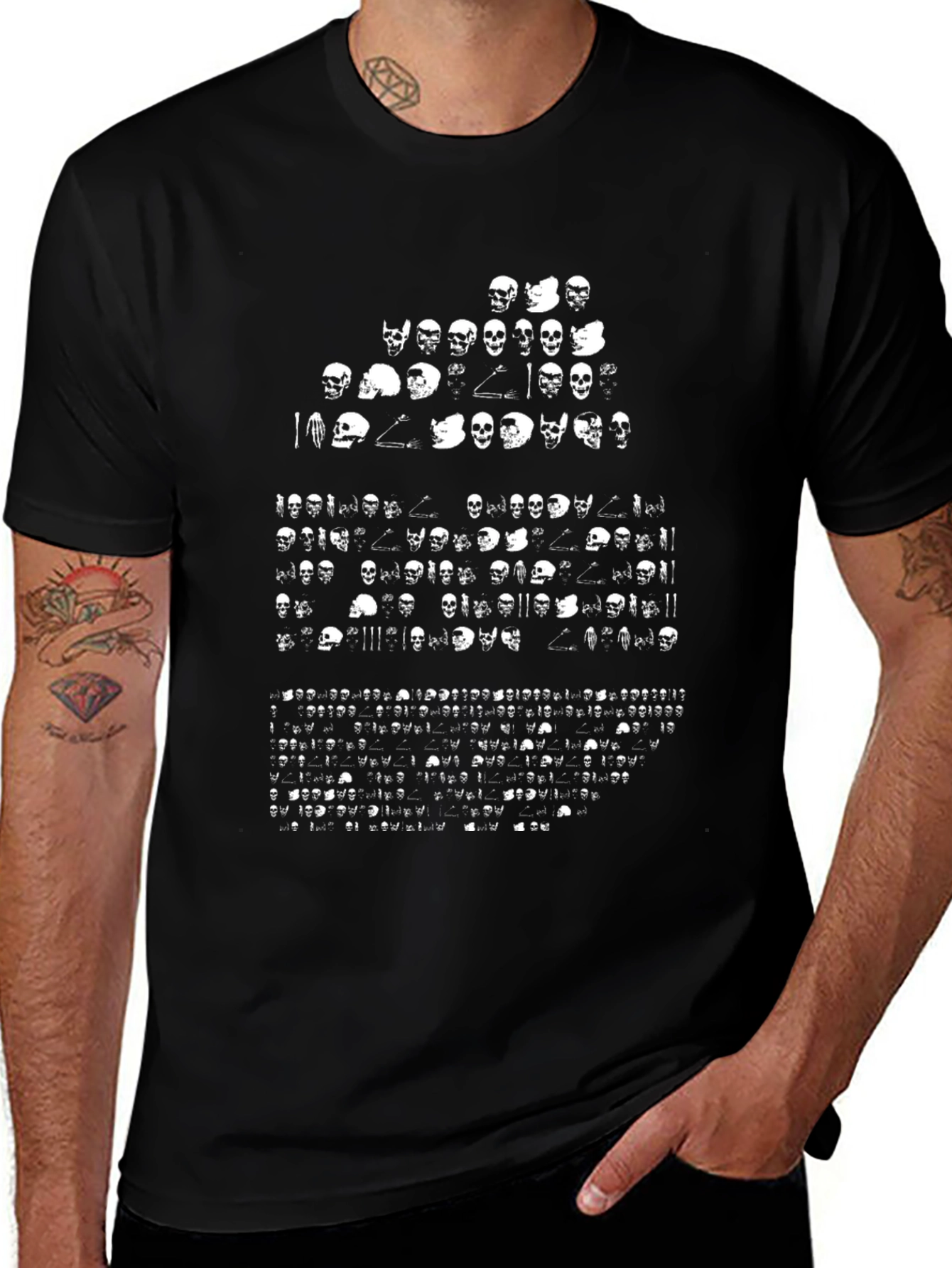 Skull Design Graphic Tee - Black Cotton Casual Shirt