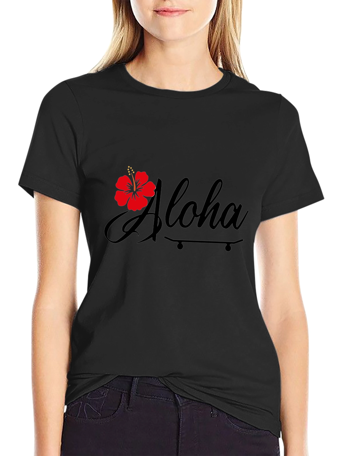 Aloha Hibiscus Graphic Black T-Shirt