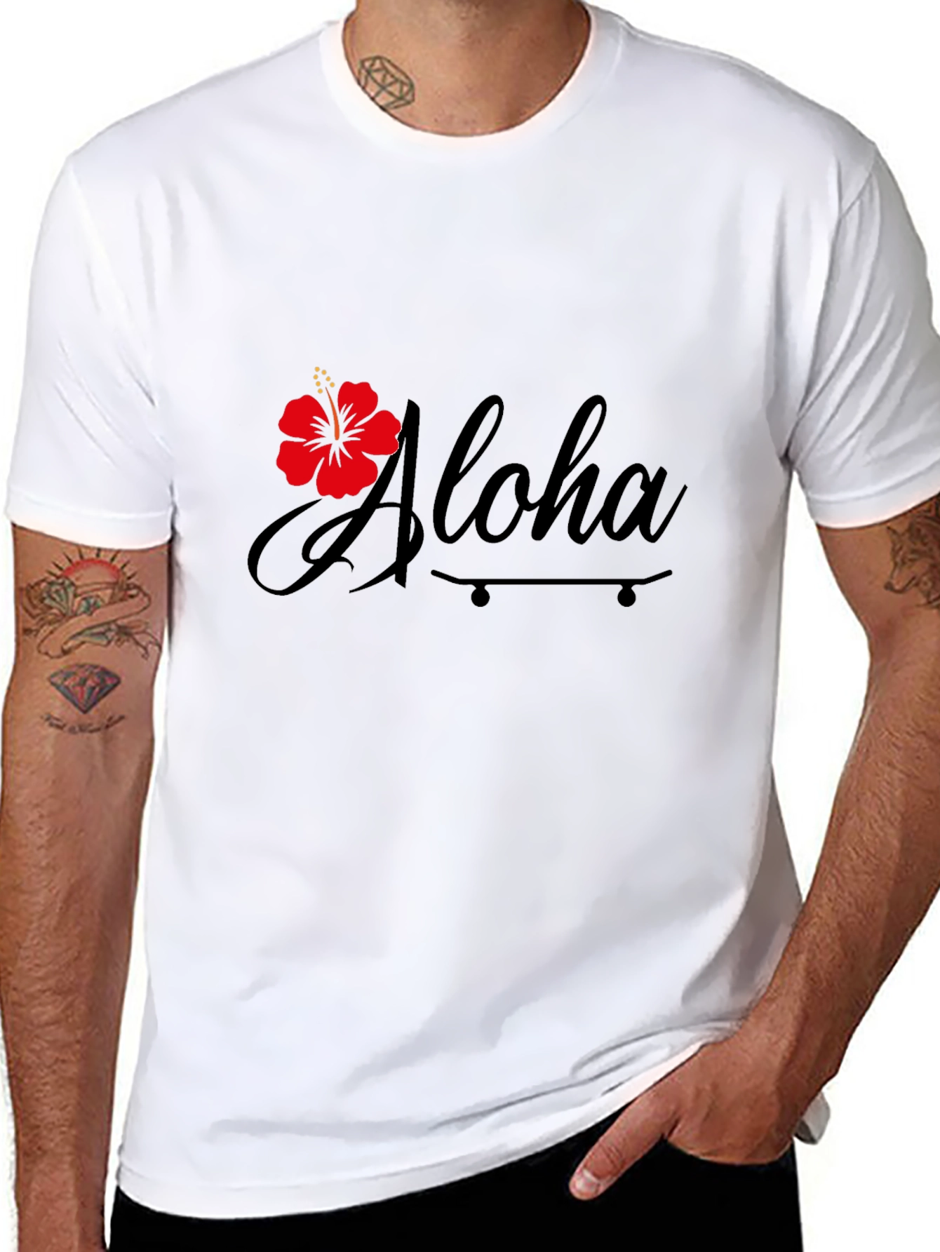 Aloha Hibiscus Graphic Black T-Shirt