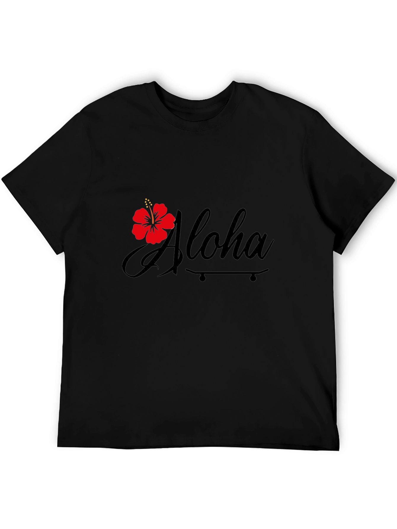 Aloha Hibiscus Graphic Black T-Shirt