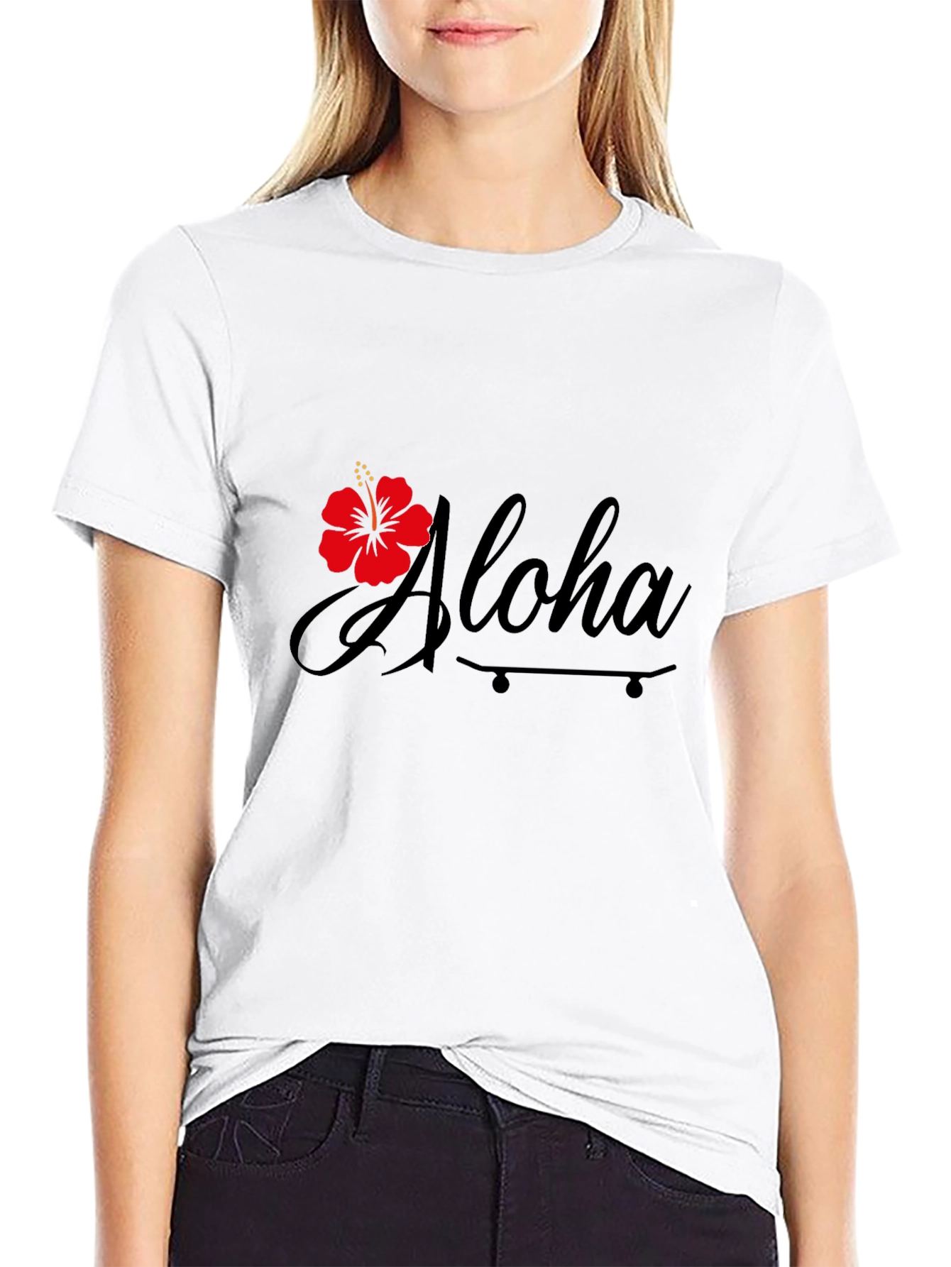 Aloha Hibiscus Graphic Black T-Shirt