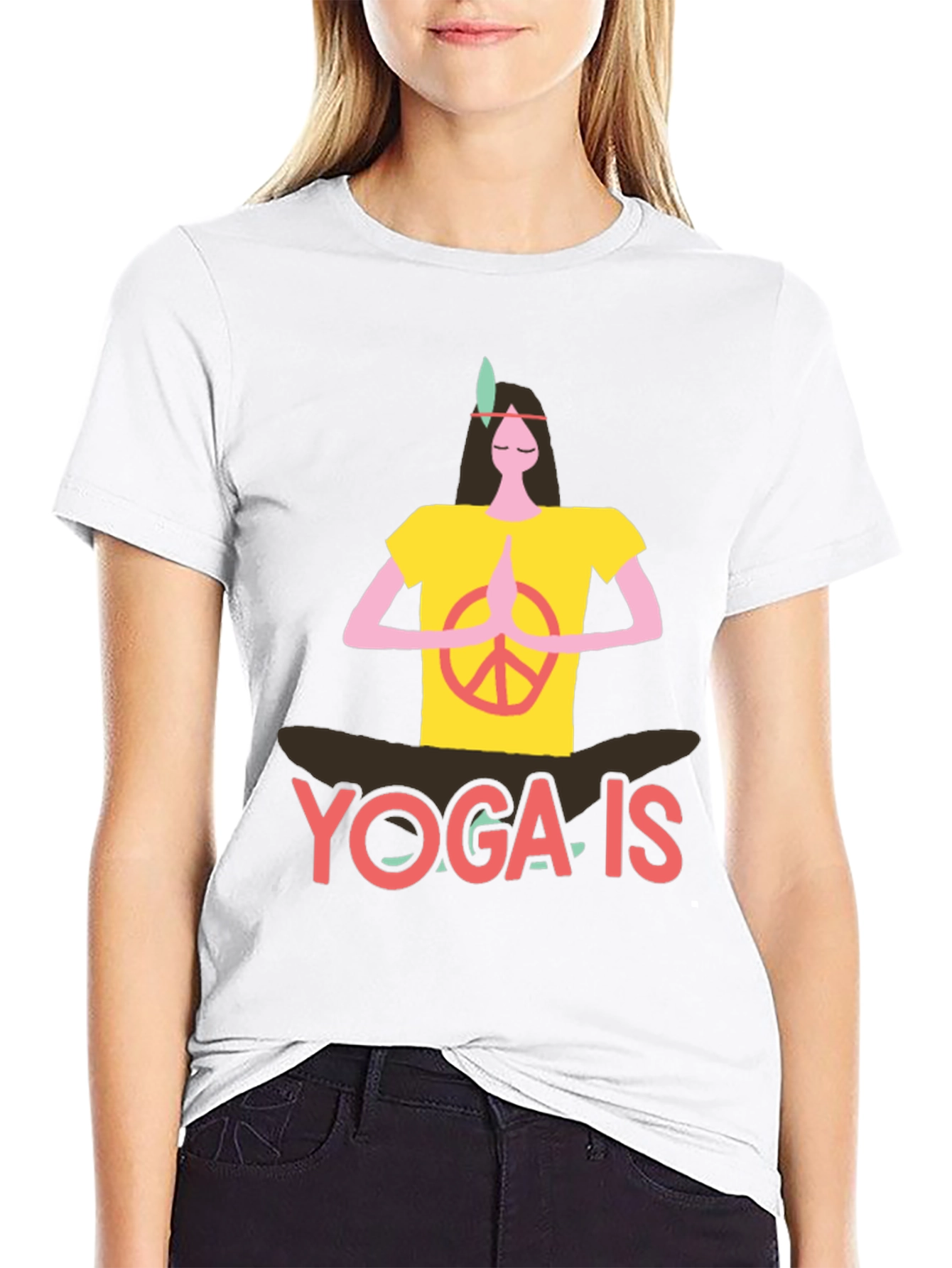 Yoga Is T-Shirt - Peace Sign Meditating Design