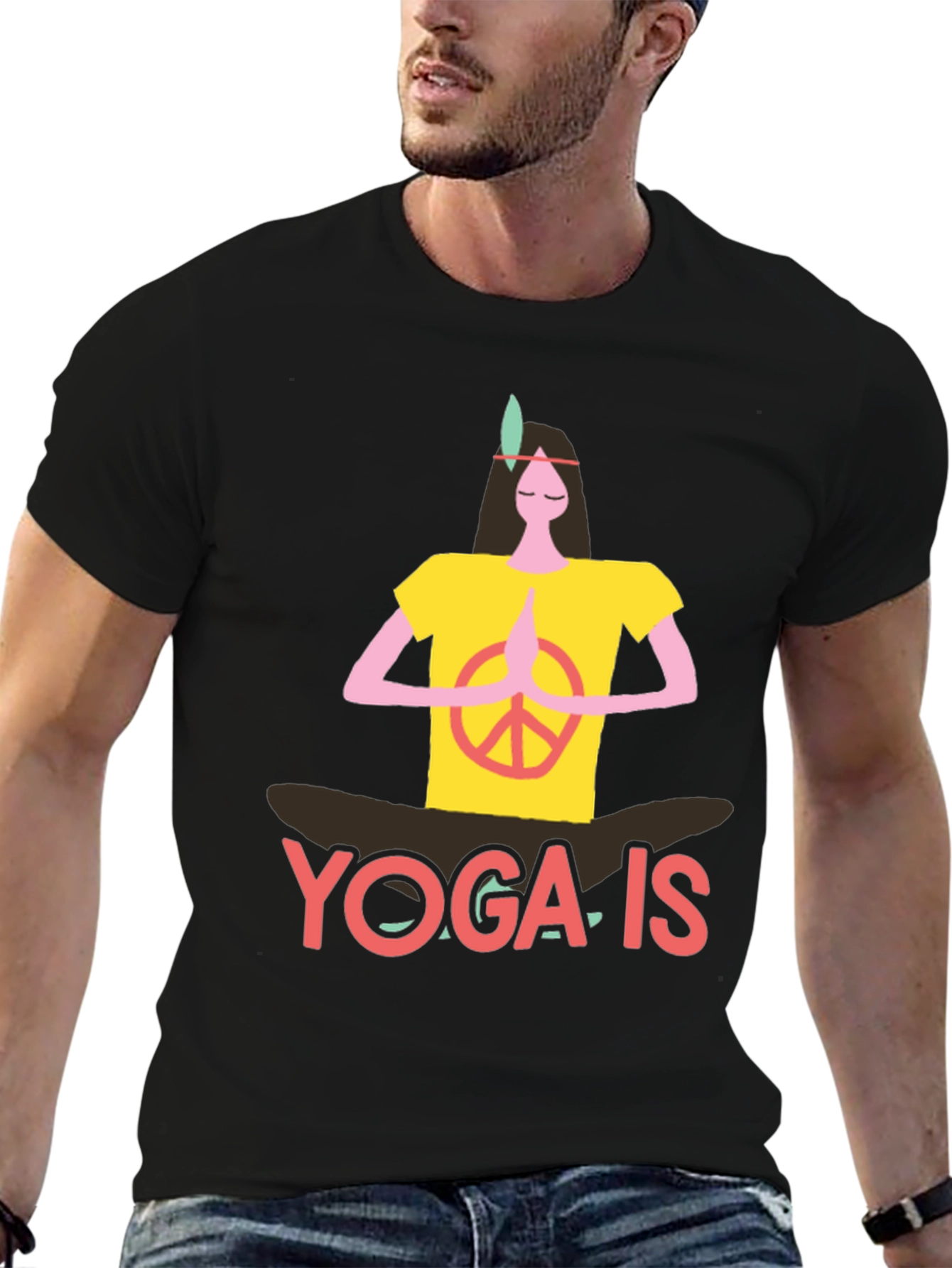 Yoga Is T-Shirt - Peace Sign Meditating Design