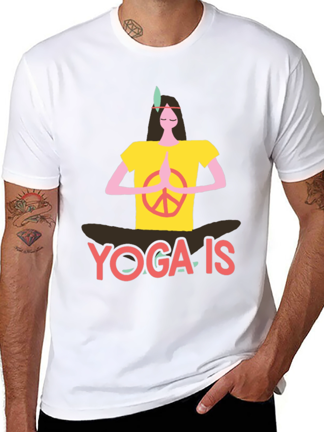 Yoga Is T-Shirt - Peace Sign Meditating Design