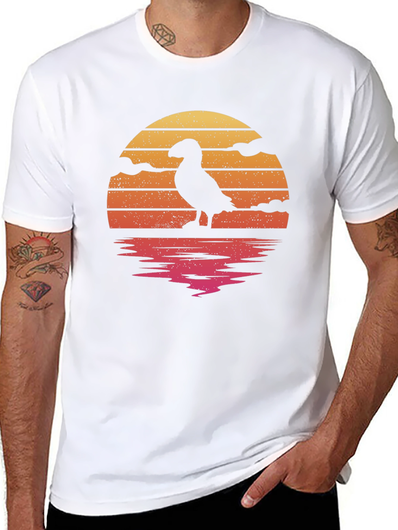 Puffin Sunset Graphic Tee - Stylish Bird Lover Shirt