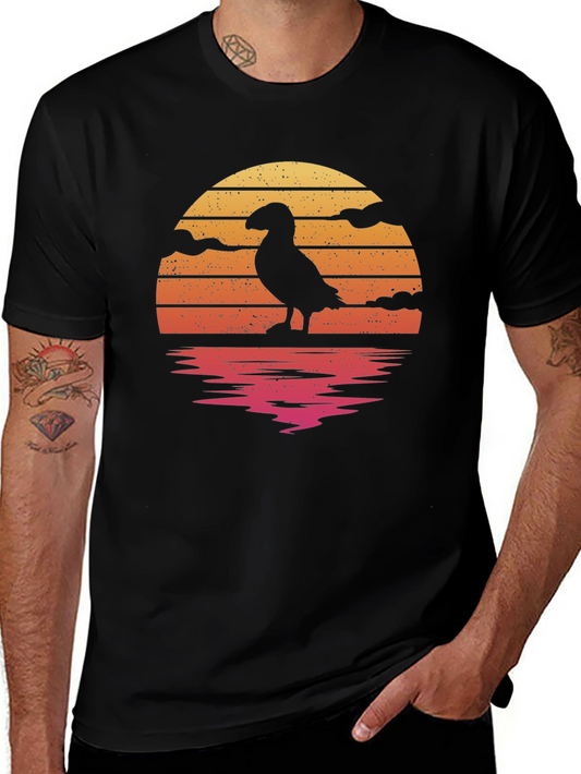 Puffin Sunset Graphic Tee - Stylish Bird Lover Shirt