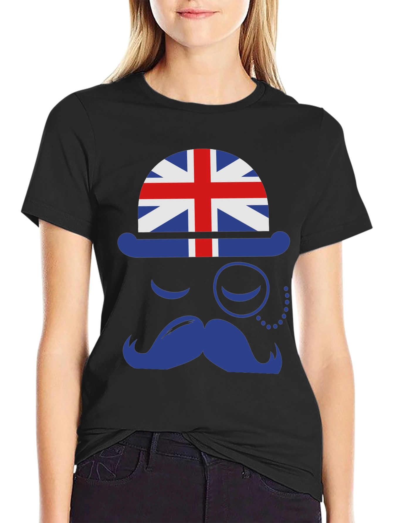 British Gentleman T-Shirt UK Flag Hat & Mustache