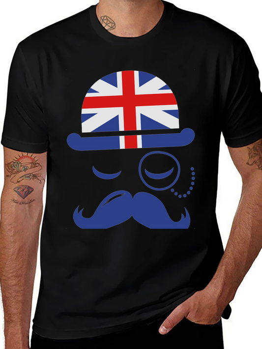 British Gentleman T-Shirt UK Flag Hat & Mustache