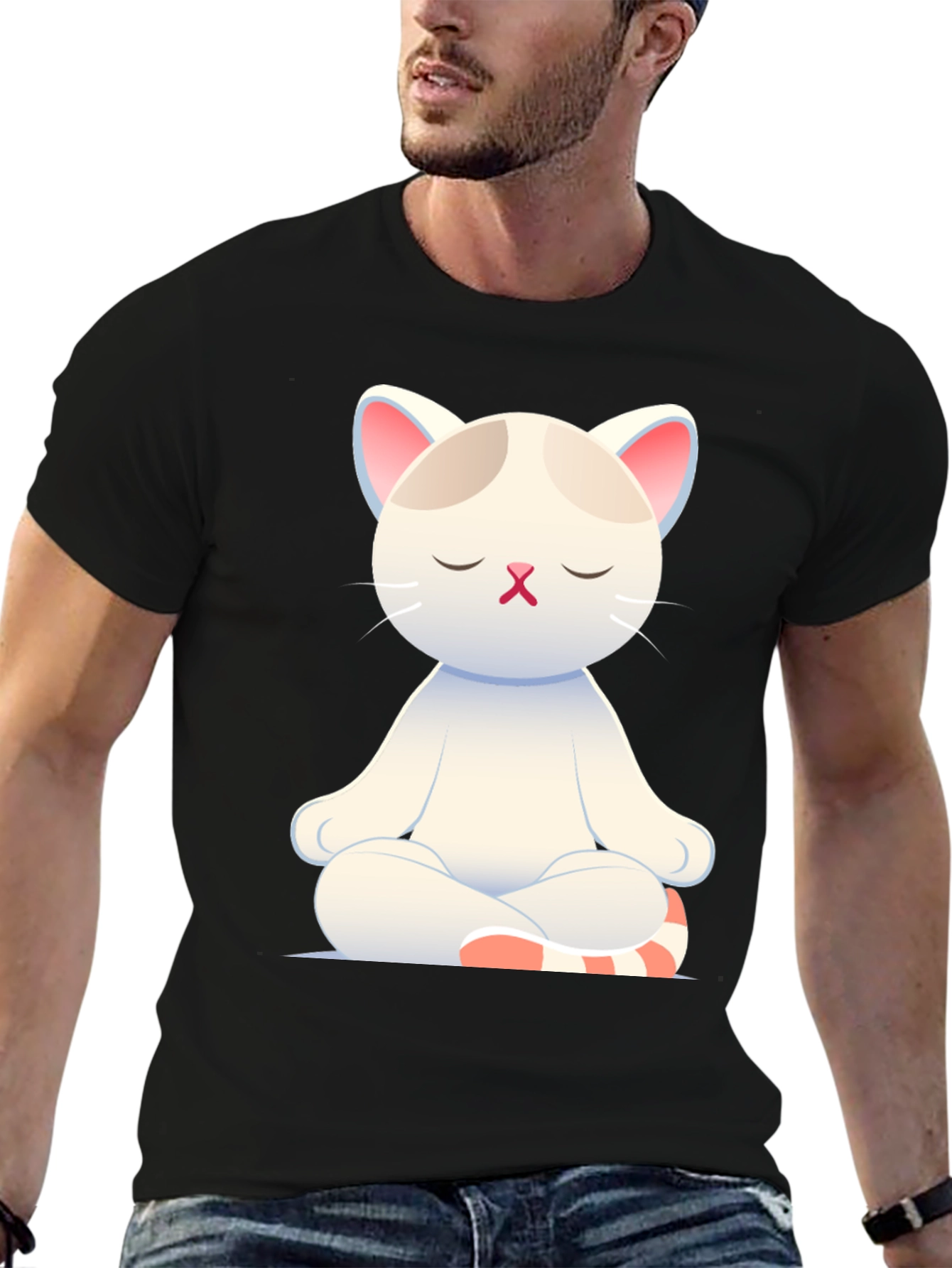 Meditating Cat T-Shirt - Zen Kitty Design