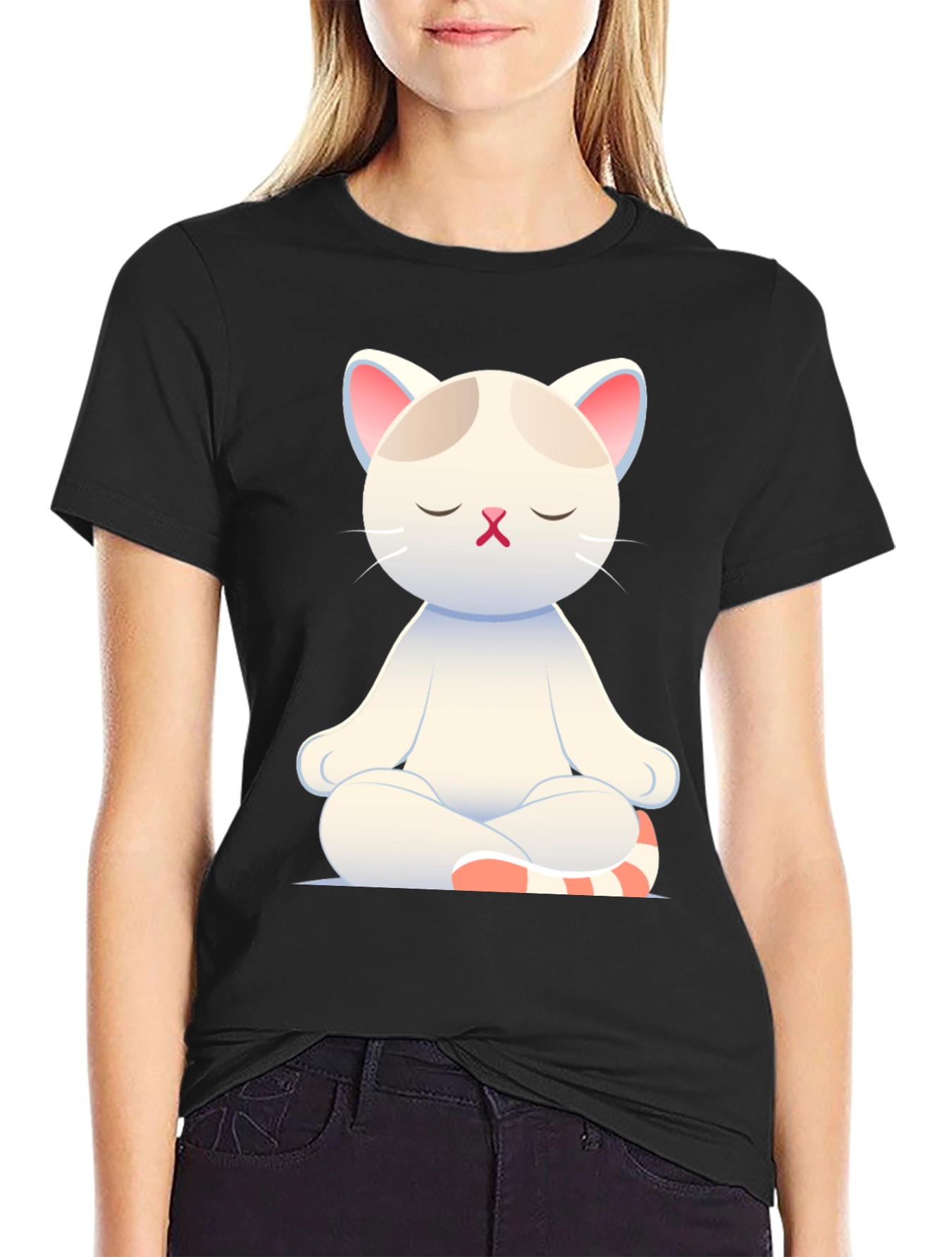 Meditating Cat T-Shirt - Zen Kitty Design