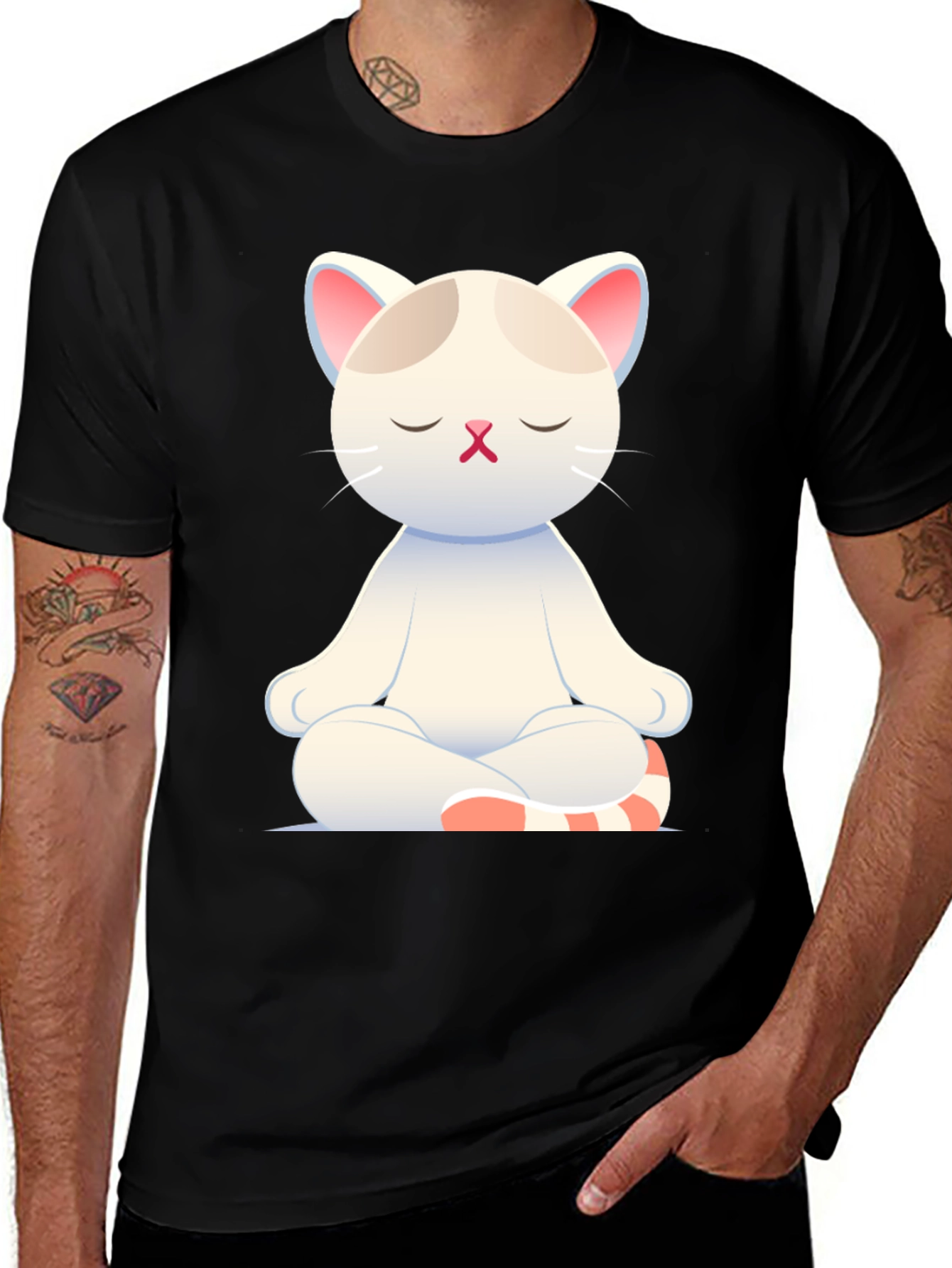 Meditating Cat T-Shirt - Zen Kitty Design