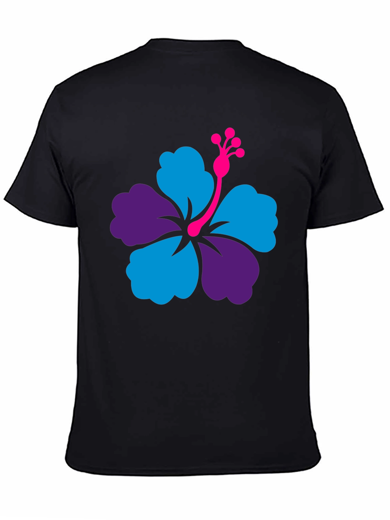 Hibiscus Flower Graphic Tee - Casual Black T-Shirt