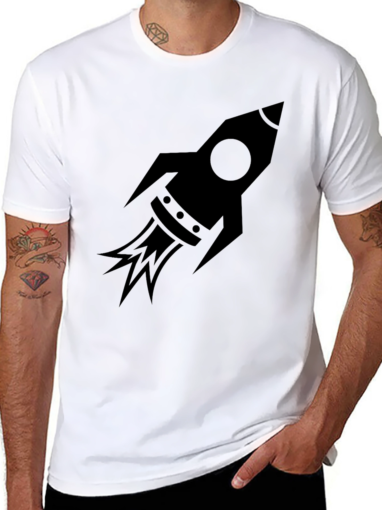 Rocket Graphic Tee - Black Cotton Blend