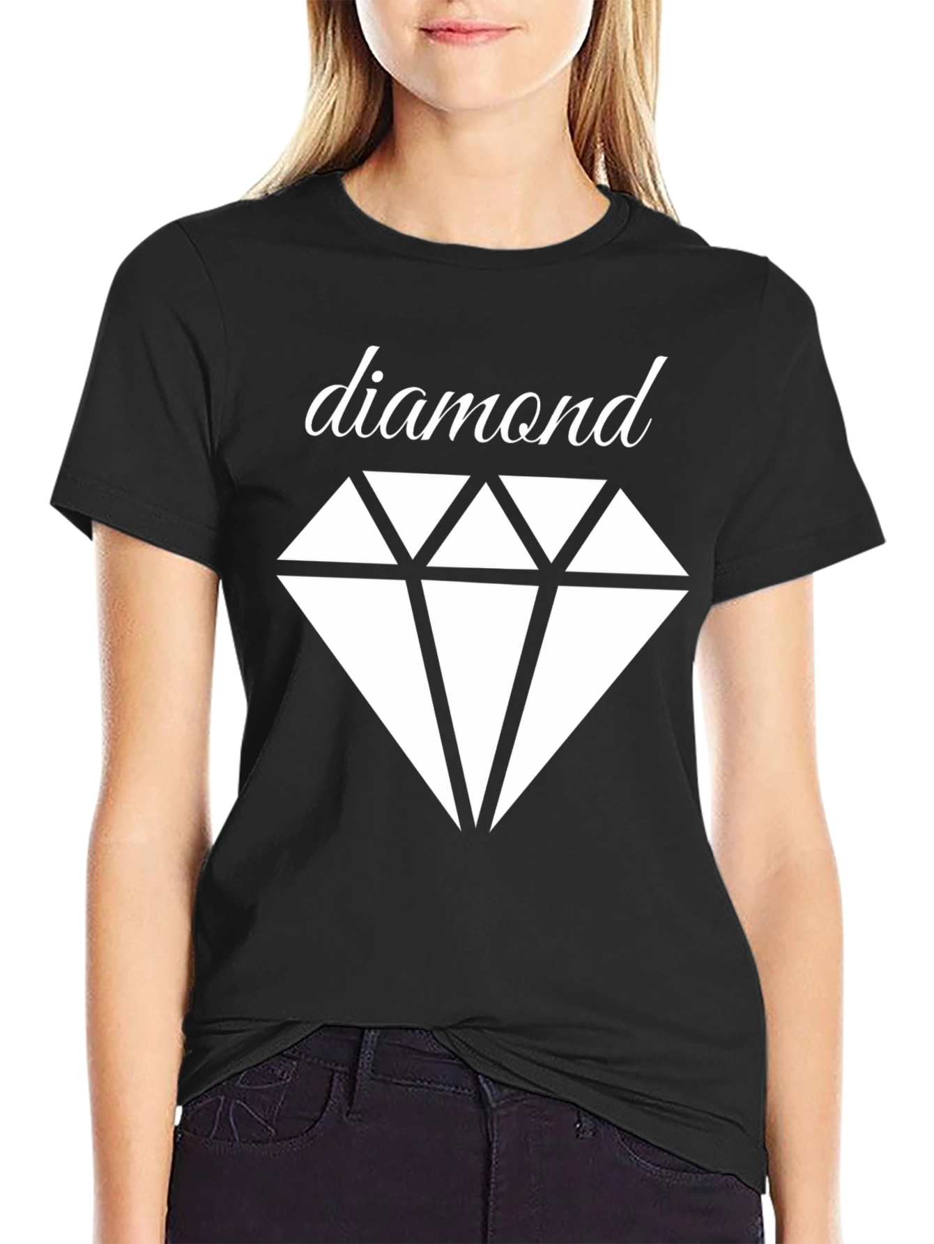 Diamond Graphic Tee - Classic Black Cotton T-Shirt