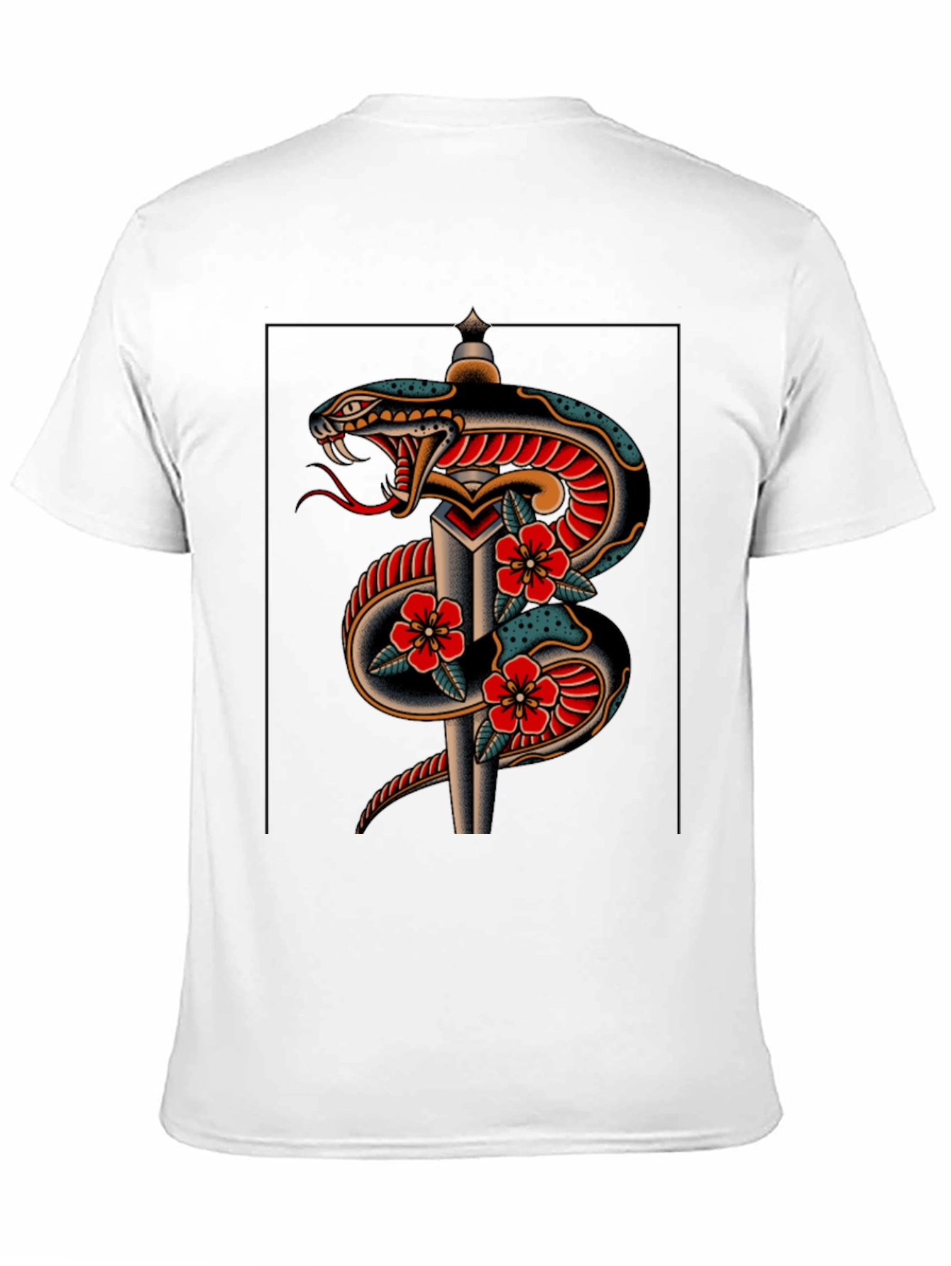 Snake & Dagger Graphic Print Black Tee