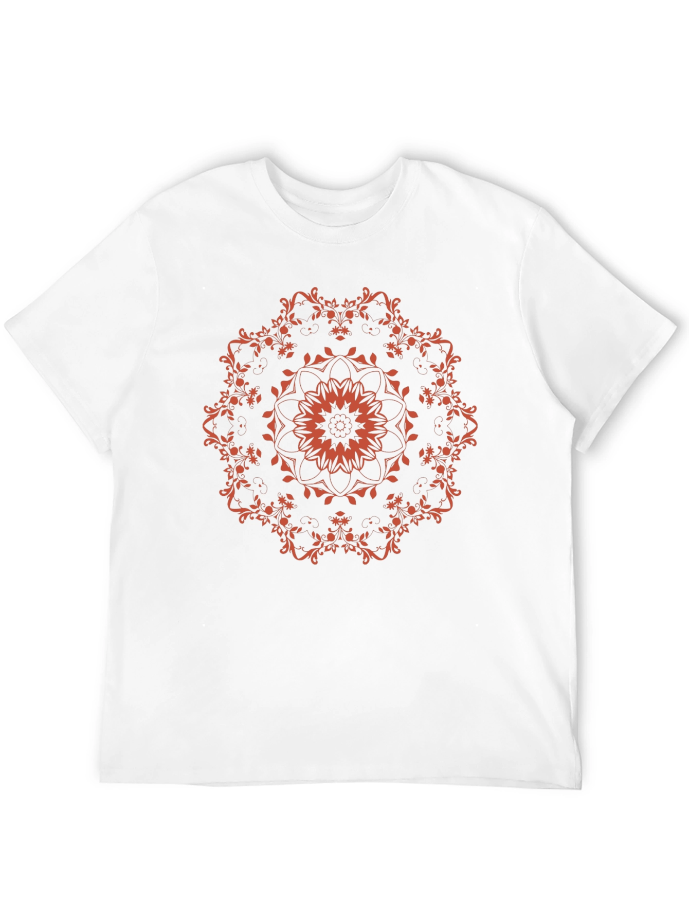 Black T-Shirt with Floral Mandala Design